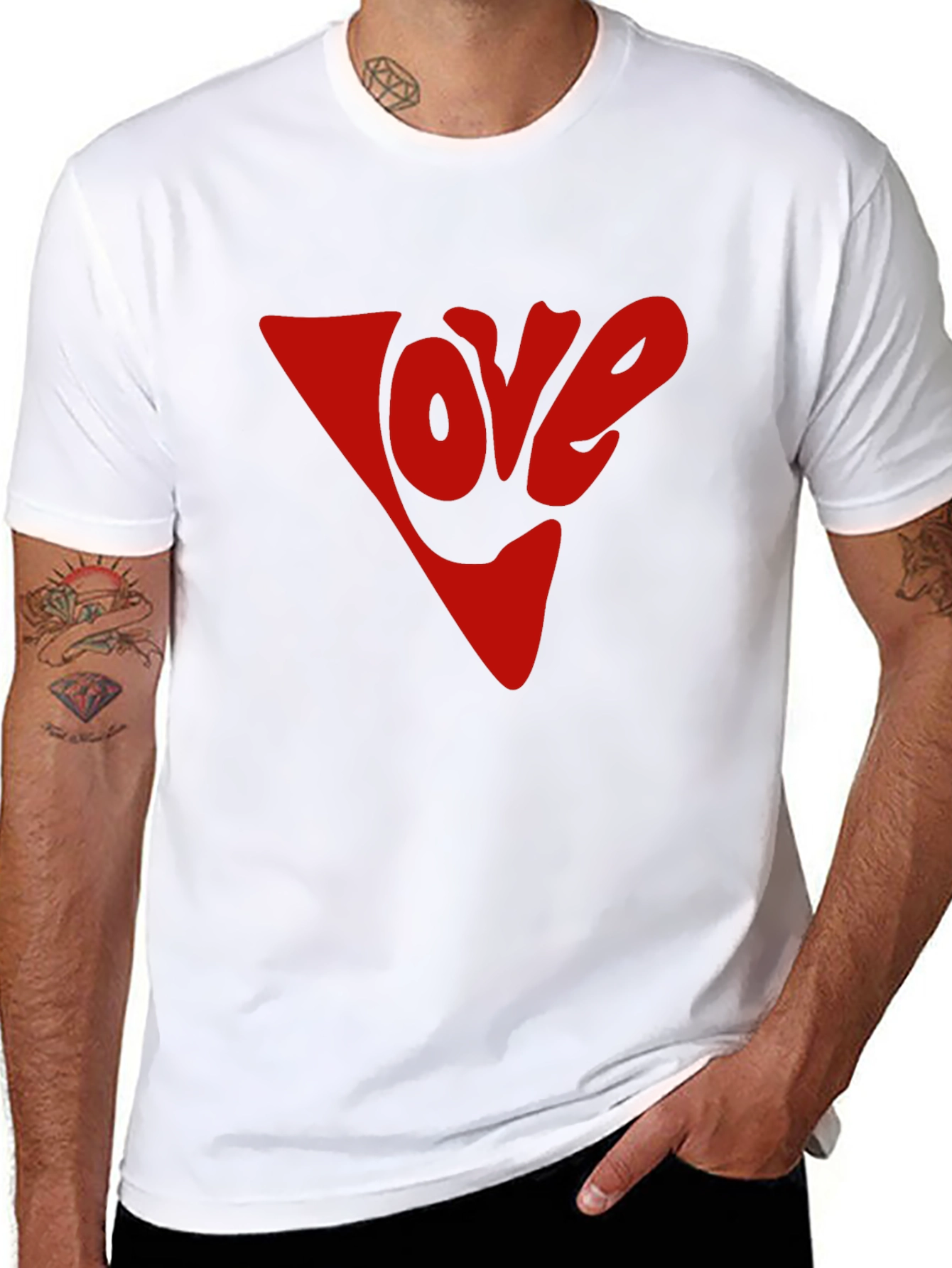 Black Love Graphic Tee - Red Inverted Triangle Print view 8