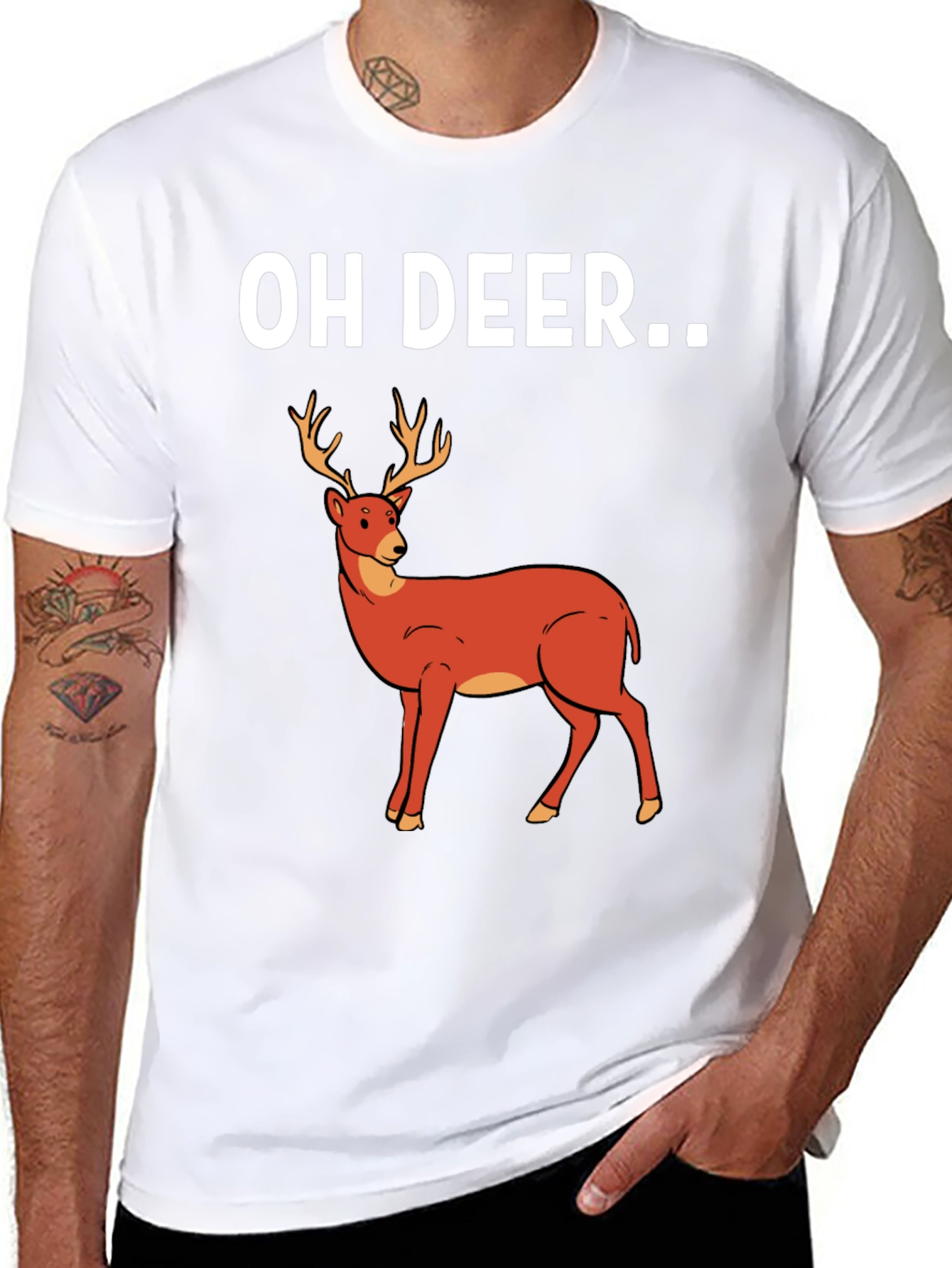 Black Oh Deer Graphic T-Shirt - Novelty Tee view 8
