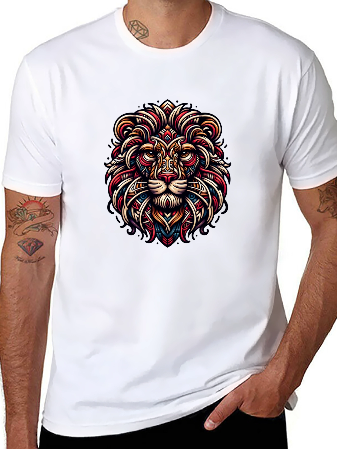 Black Lion Art Graphic Black Tee view 8