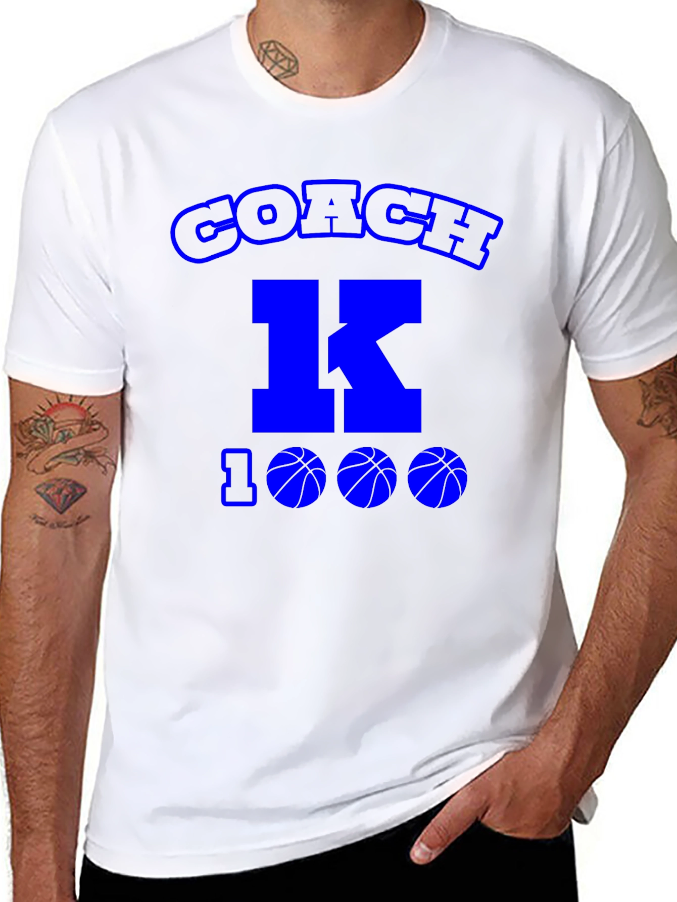 Black Coach K 1000 Wins Basketball T-Shirt view 8