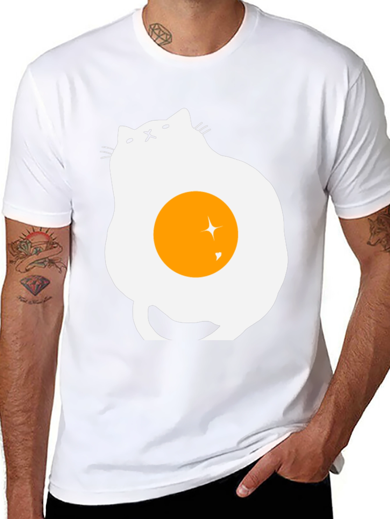 Black Egg Cat Graphic T-Shirt - Unique Design view 8
