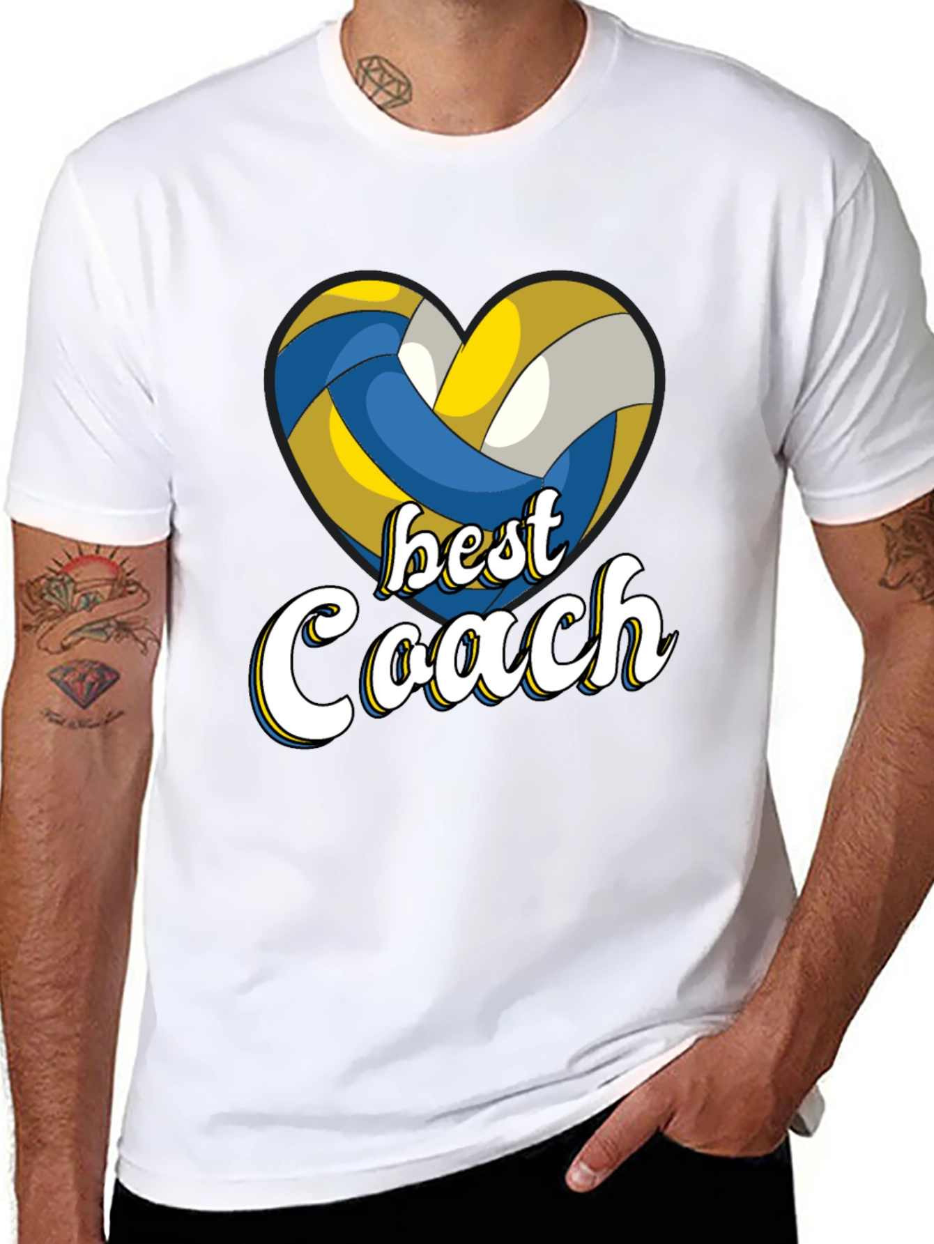 Black Best Coach Volleyball Heart T-Shirt view 8