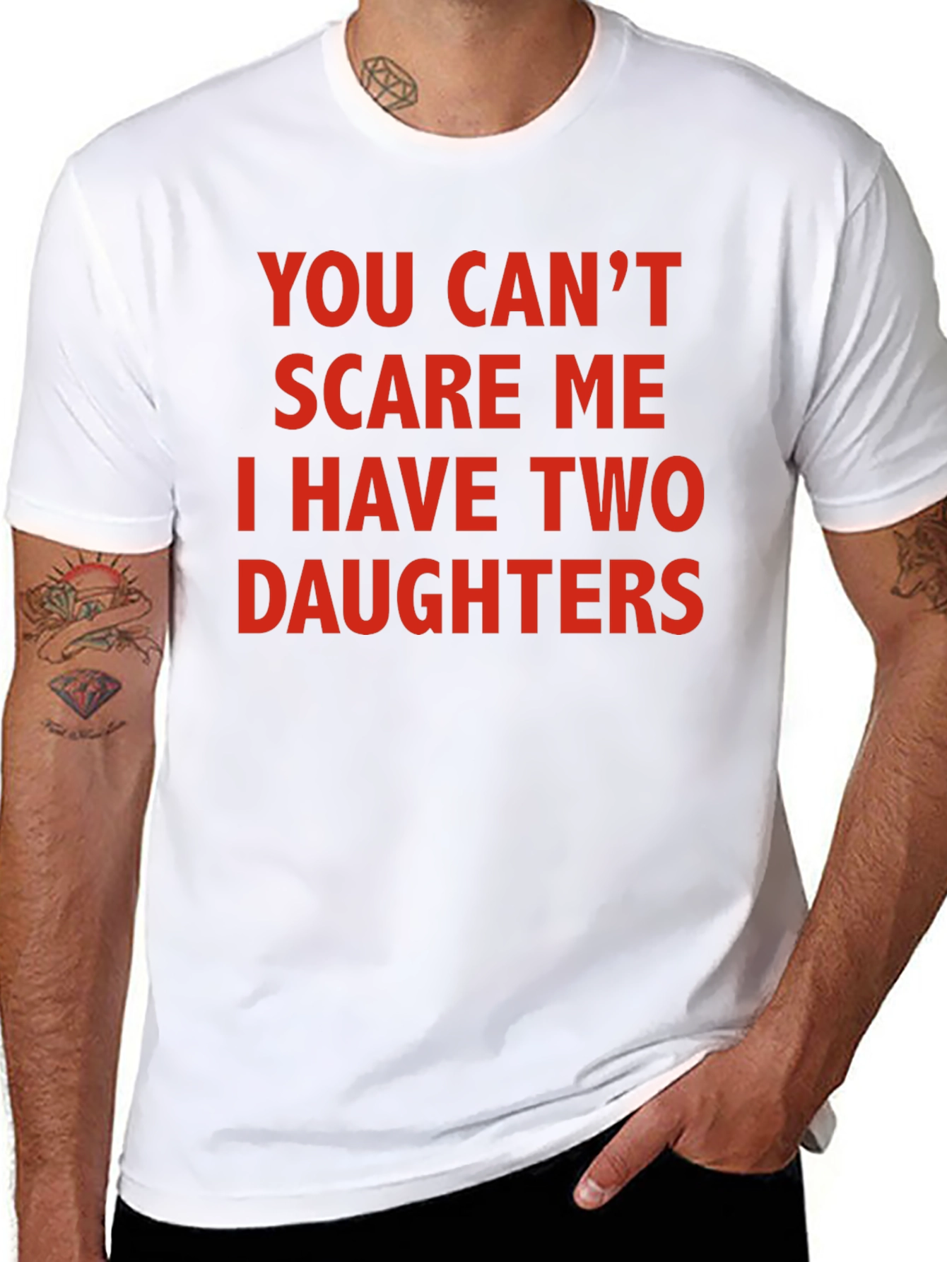 Black Funny Dad T-Shirt: You Can't Scare Me I Have Two Daughters view 8