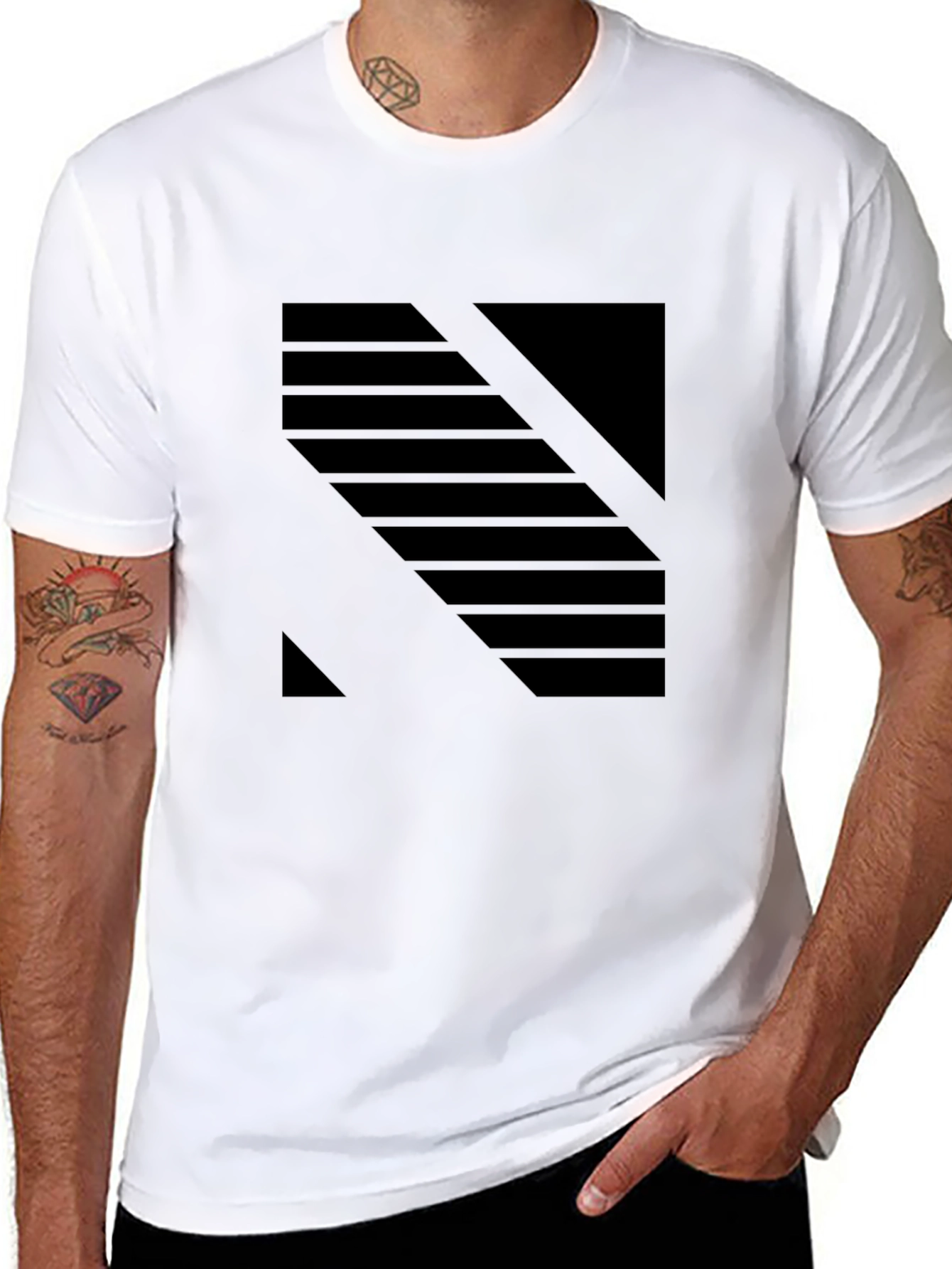 Black Modern Graphic Print Black T-Shirt view 8