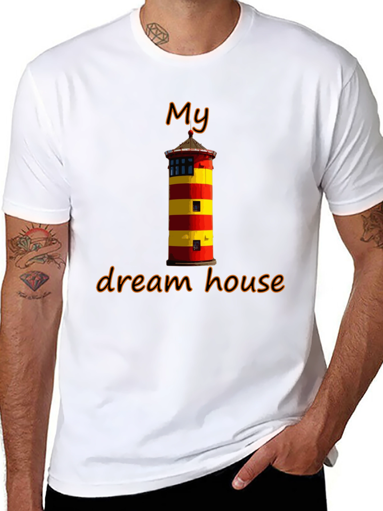 Black My Dream House T-Shirt: Lighthouse Graphic Tee view 8