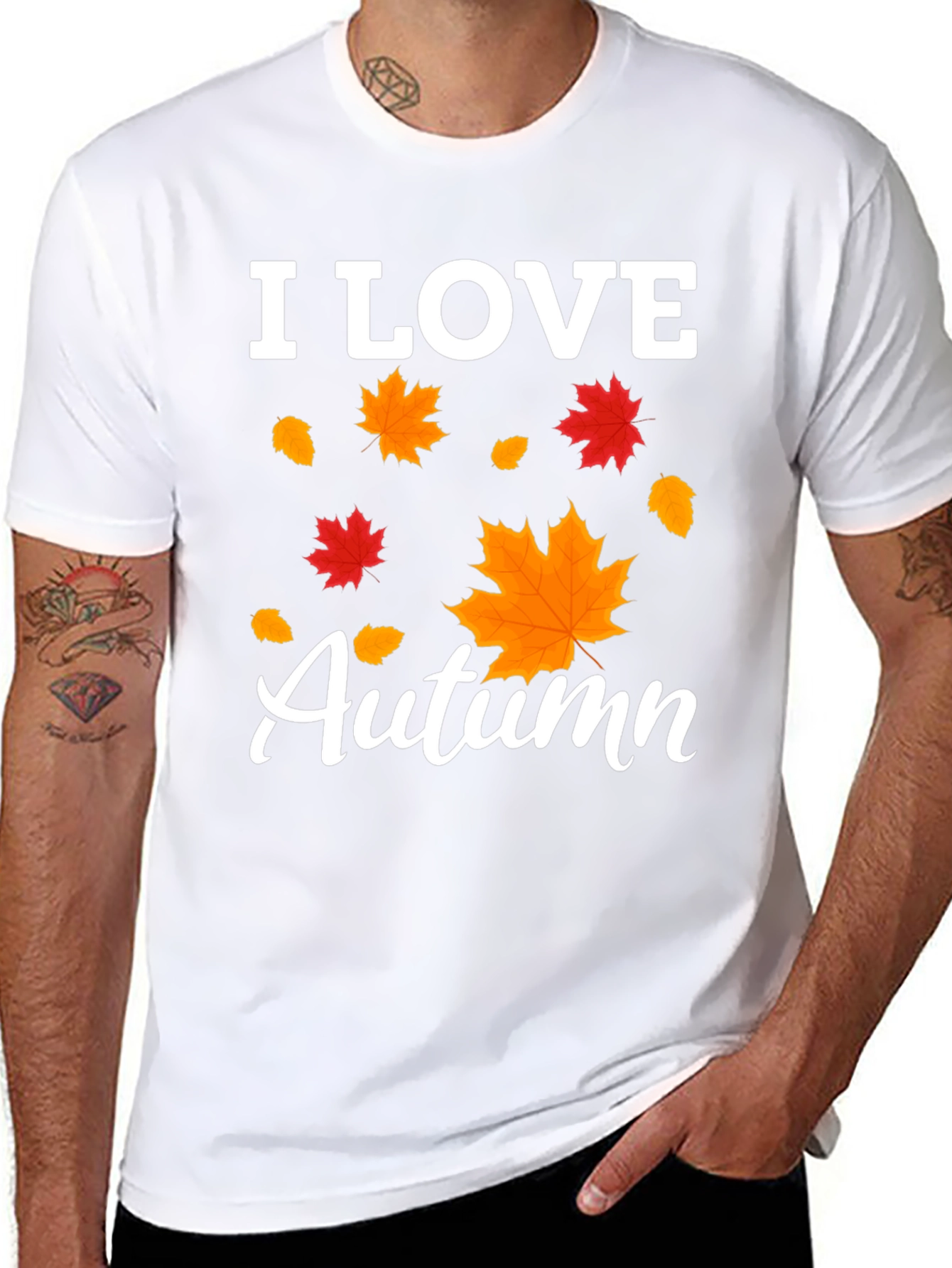 Black I Love Autumn Leaves Graphic T-Shirt view 8