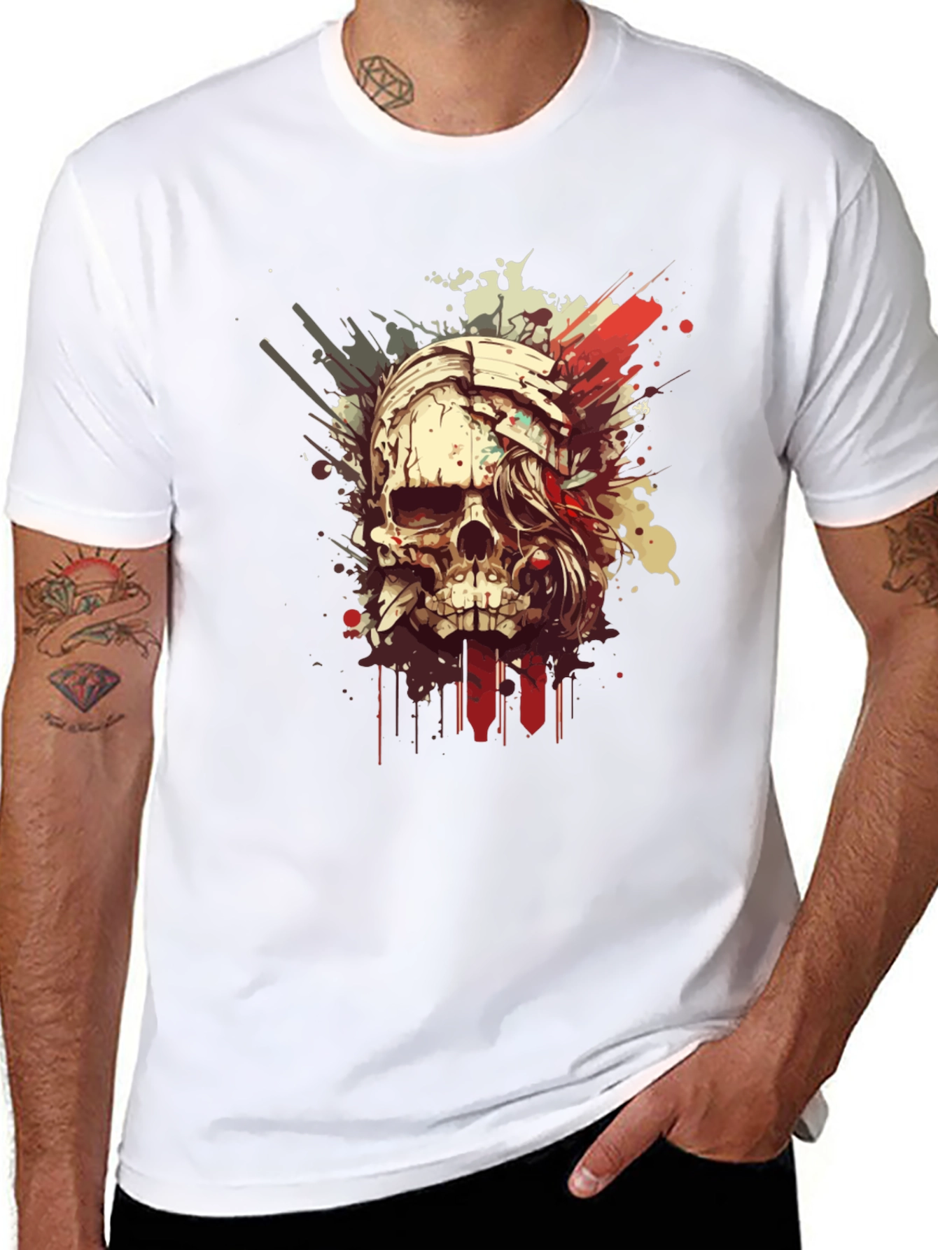 Black Skull Graphic Tee - Men's Black T-Shirt view 8