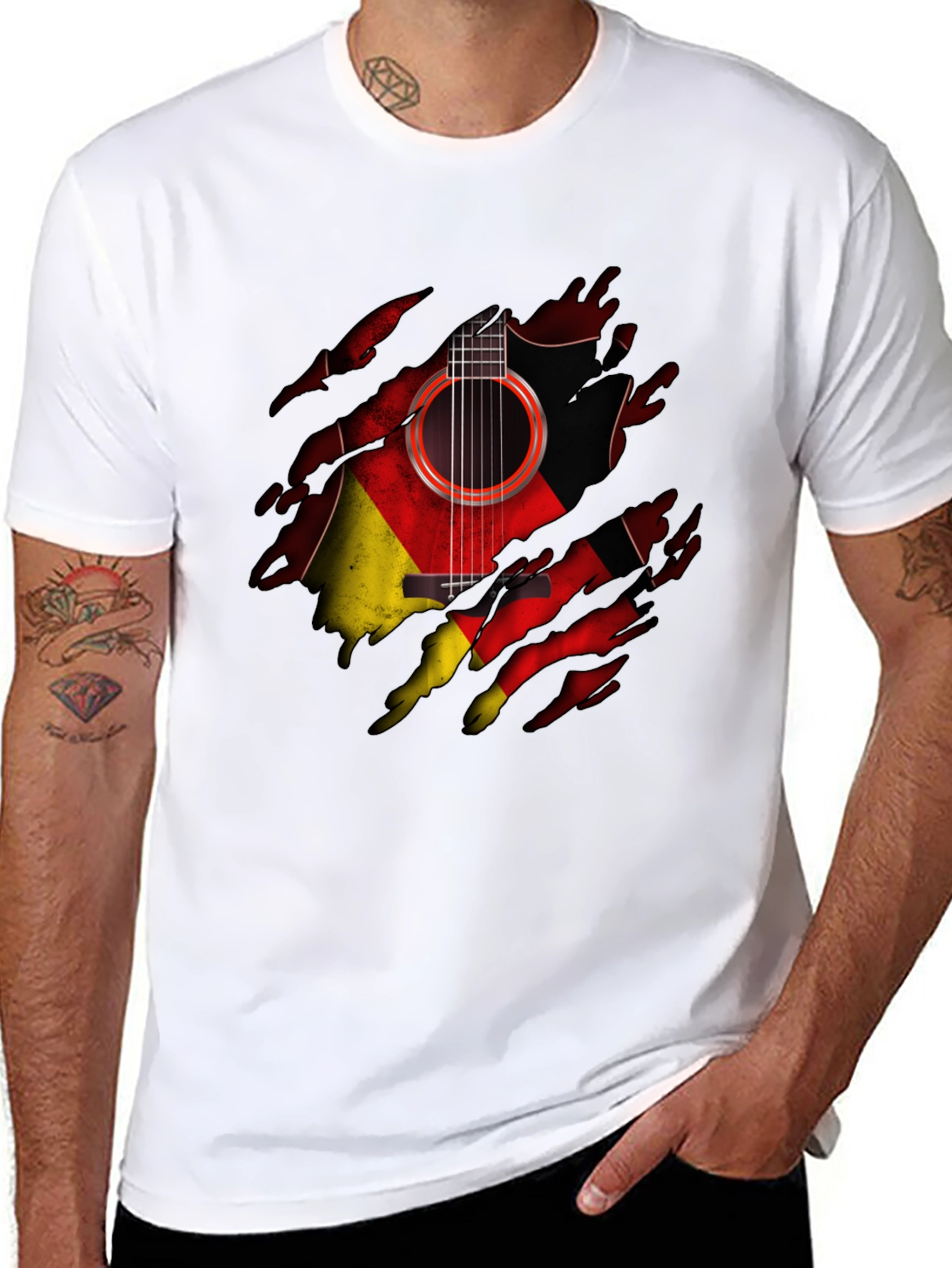 Guitar Germany Flag Ripped T-Shirt - 8
