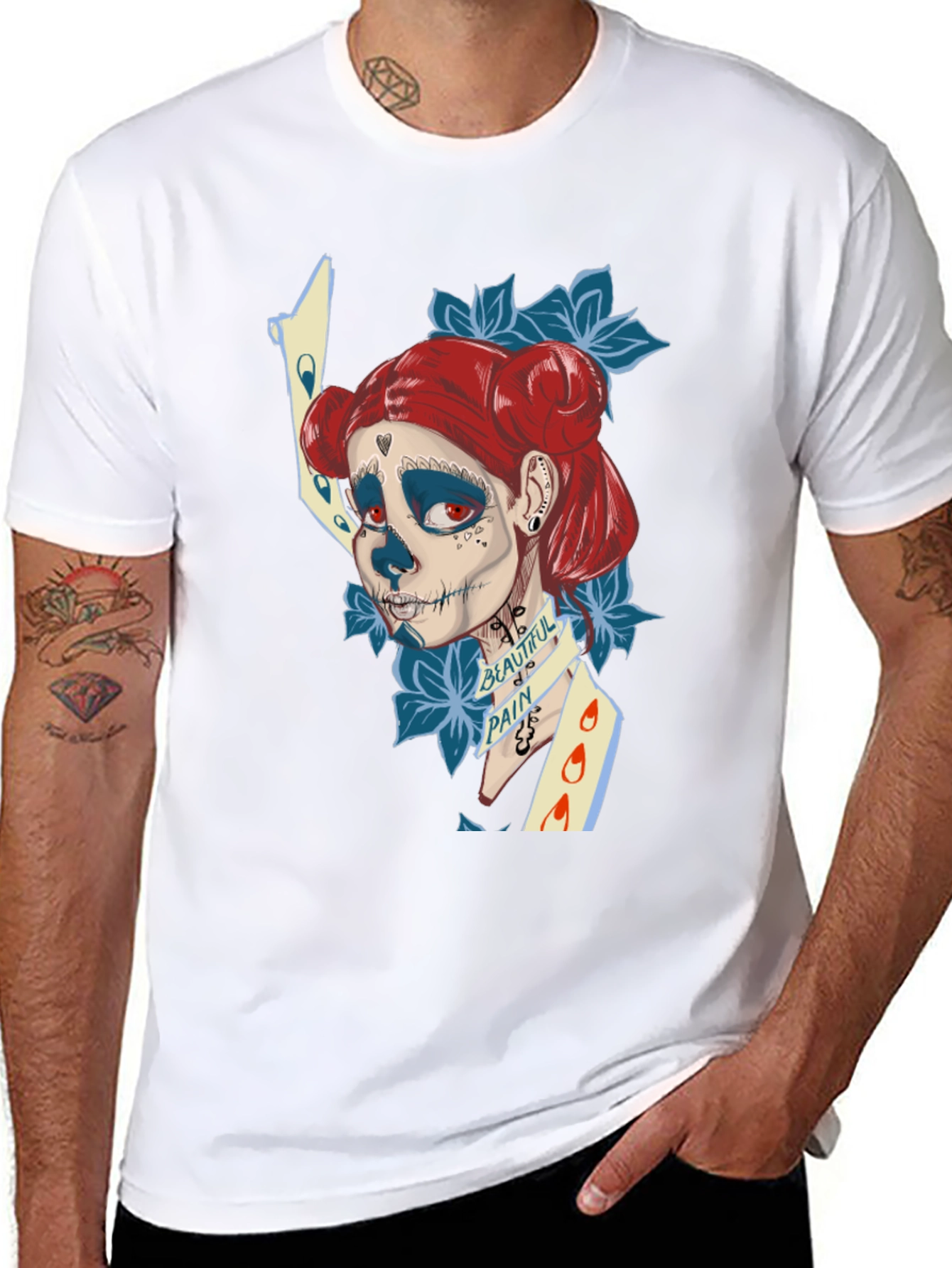 Black Sugar Skull Art T-Shirt view 8