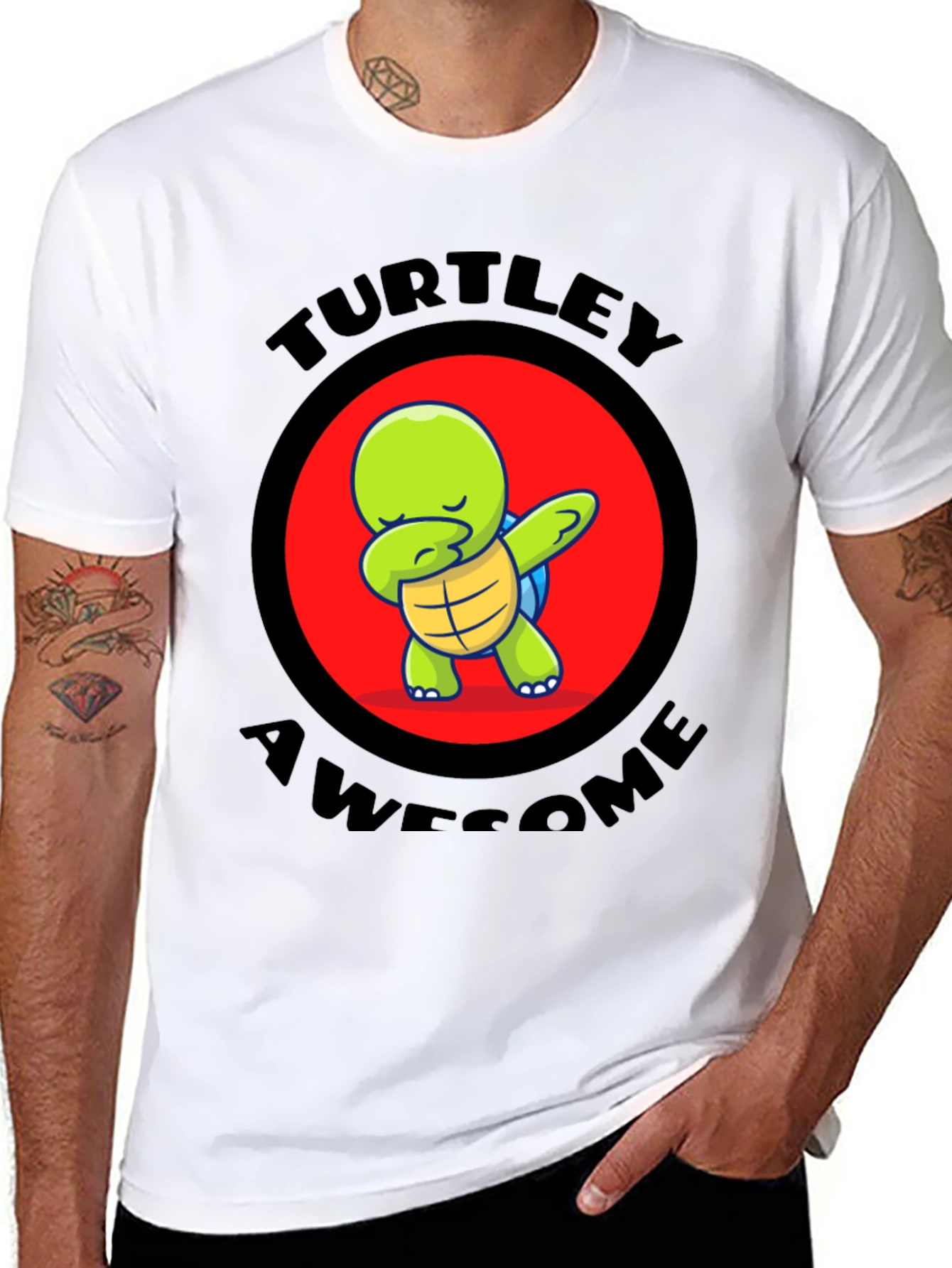 Black Turtley Awesome Turtle Dabbing T-Shirt view 8