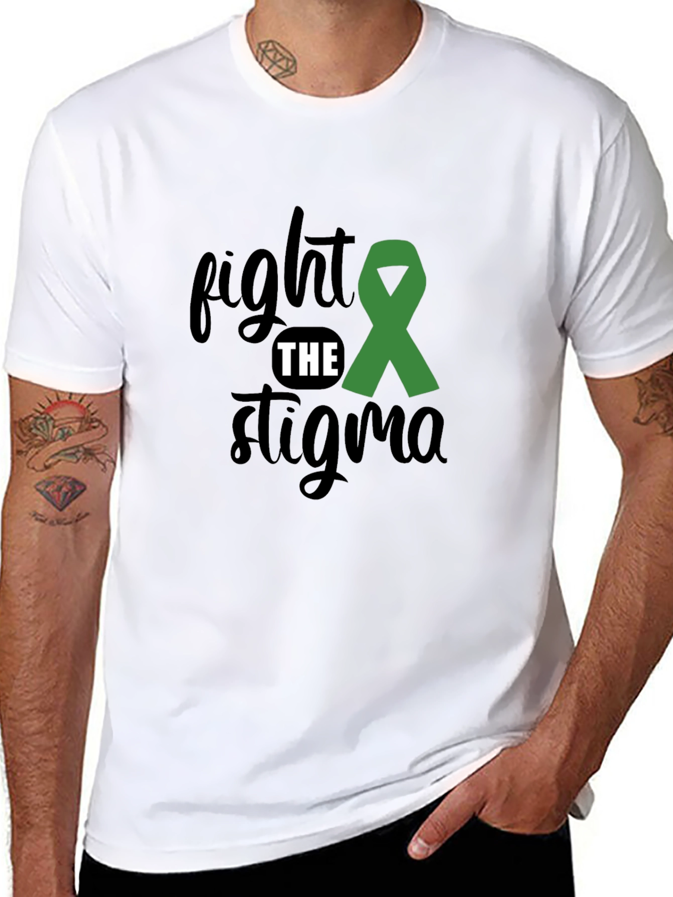 Black Fight the Stigma Awareness T-Shirt view 8