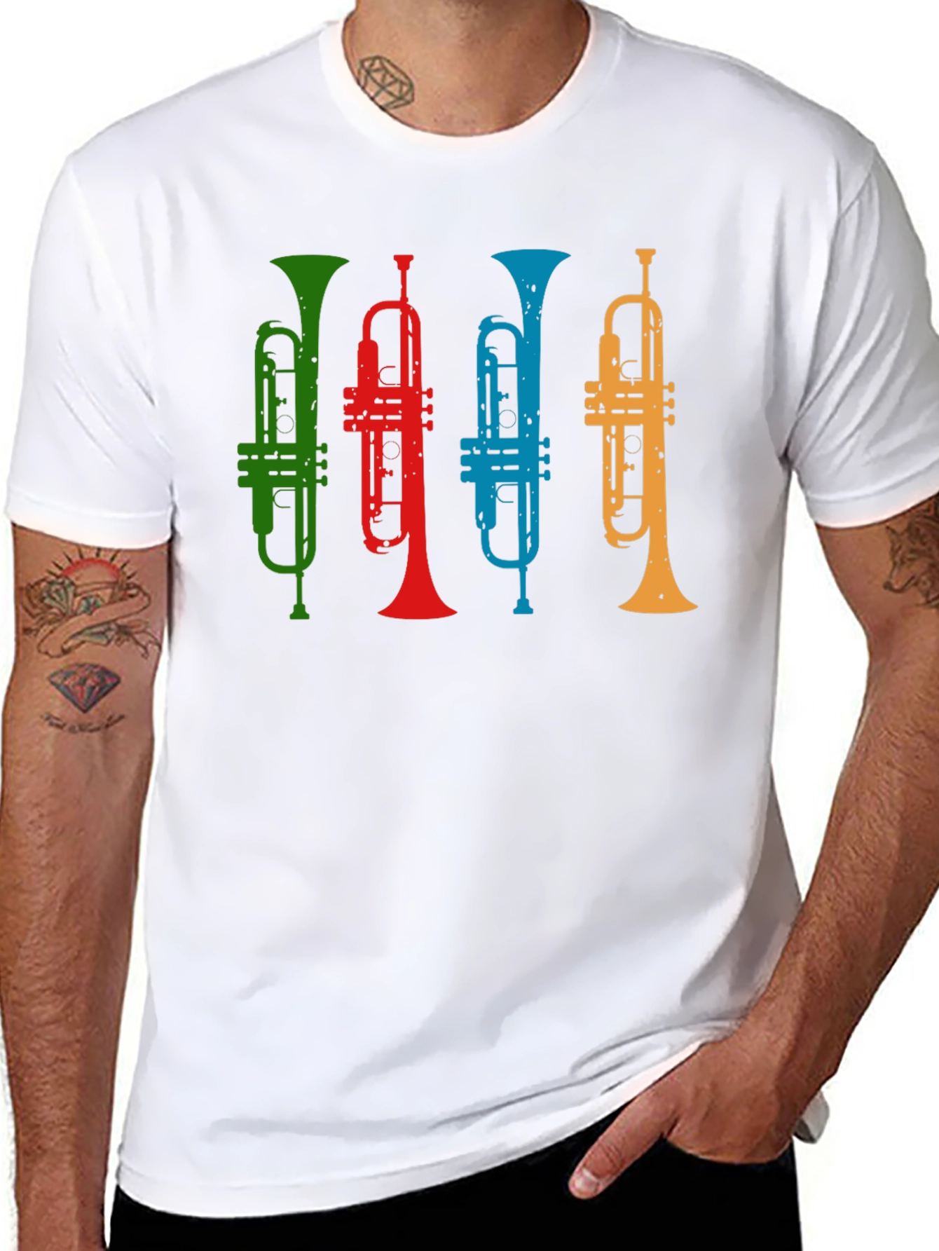 Black Colorful Trumpet T-Shirt - Music Lover Tee view 8