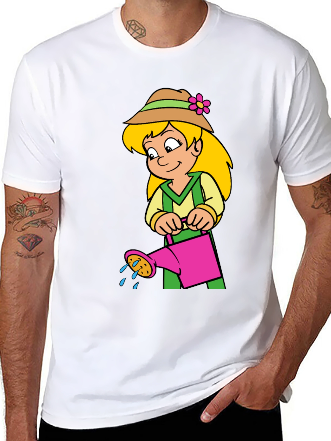 Black Gardener Girl Cartoon T-Shirt view 8