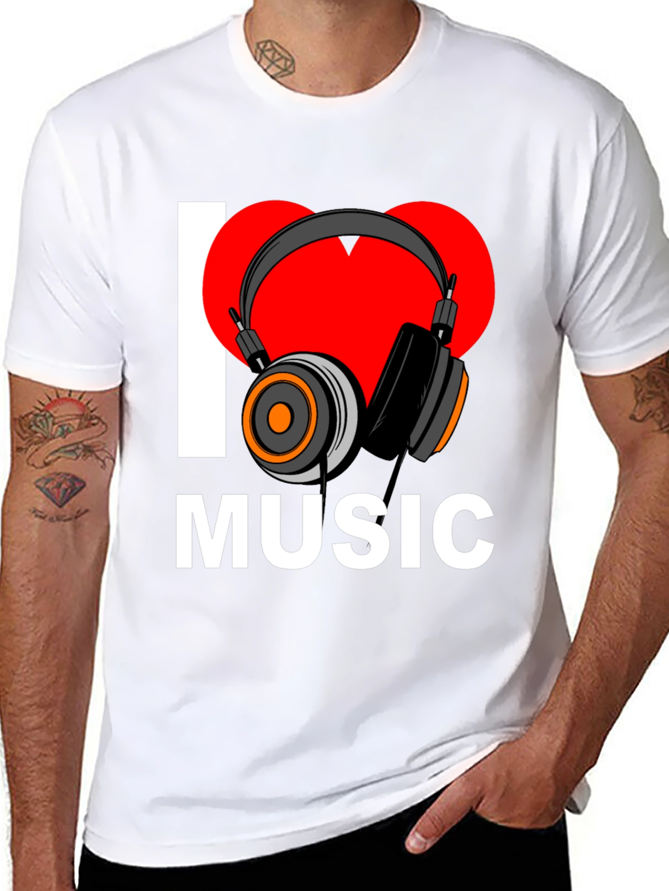 Black I Heart Music Graphic T-Shirt - Black view 8