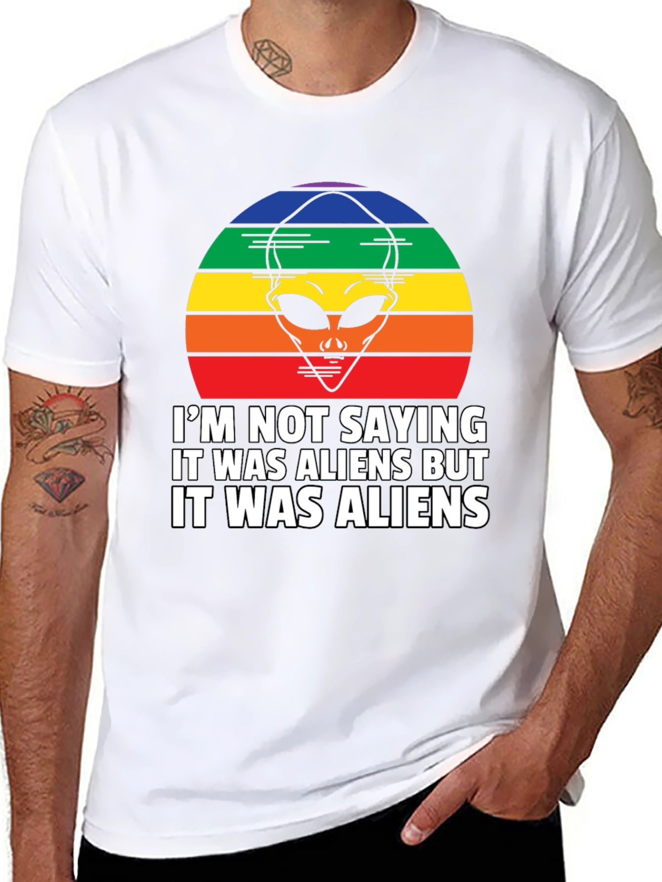 Black Retro Alien Graphic T-Shirt: I'm Not Saying... But Aliens! view 8