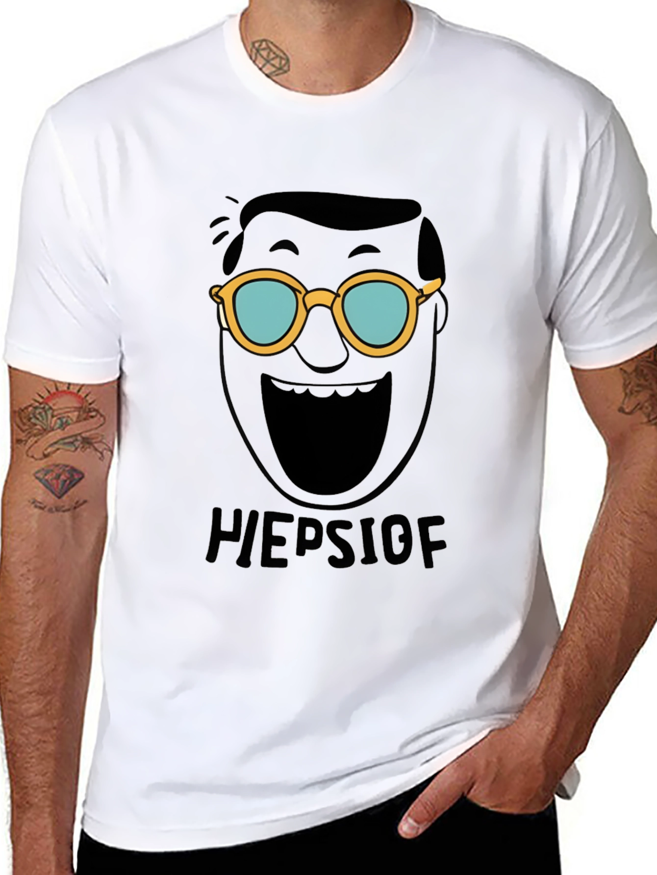 Black Heepslof Tee: Bold Graphic Print Black T-Shirt view 8