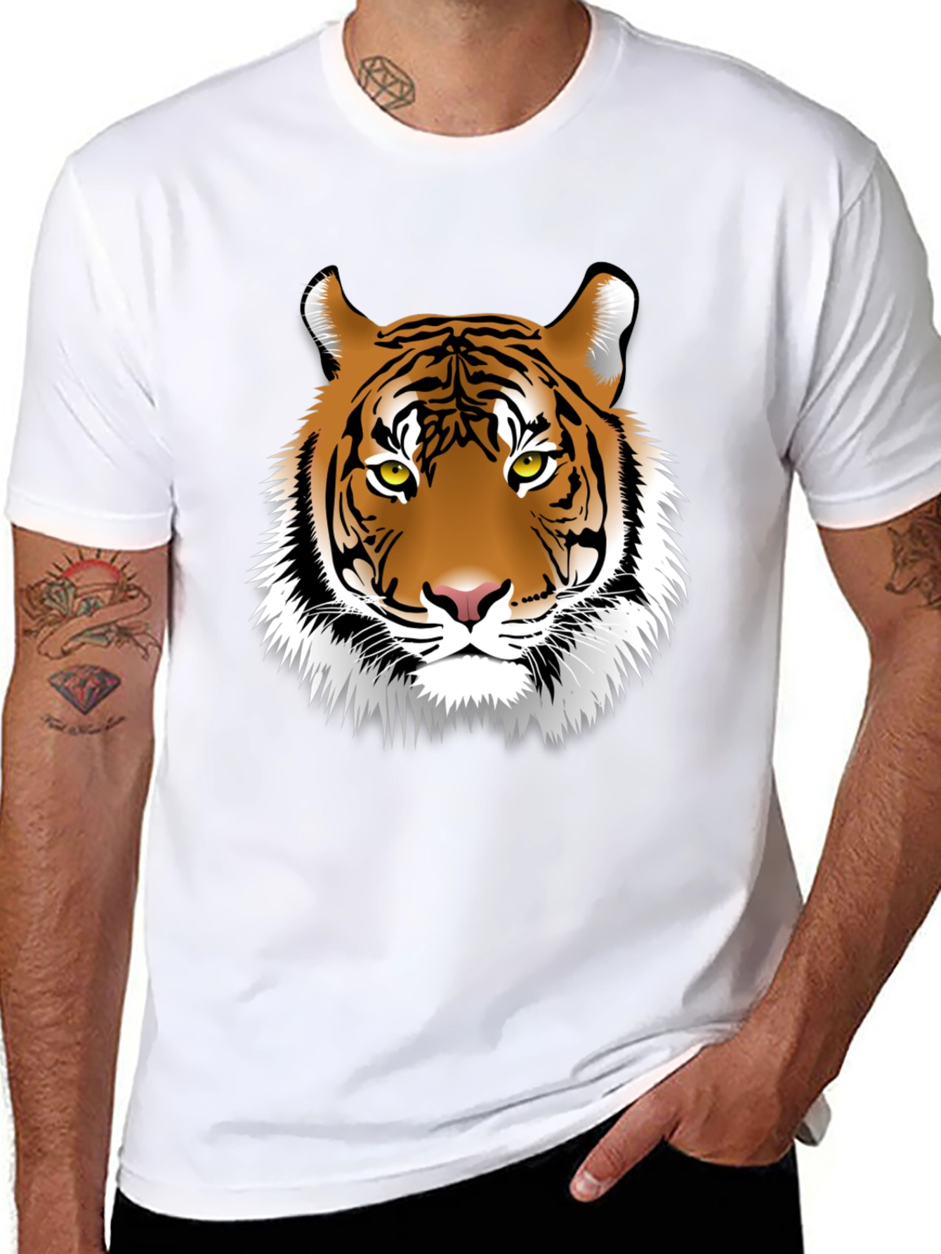 Black Tiger Graphic Tee - Black Cotton Blend T-Shirt view 8