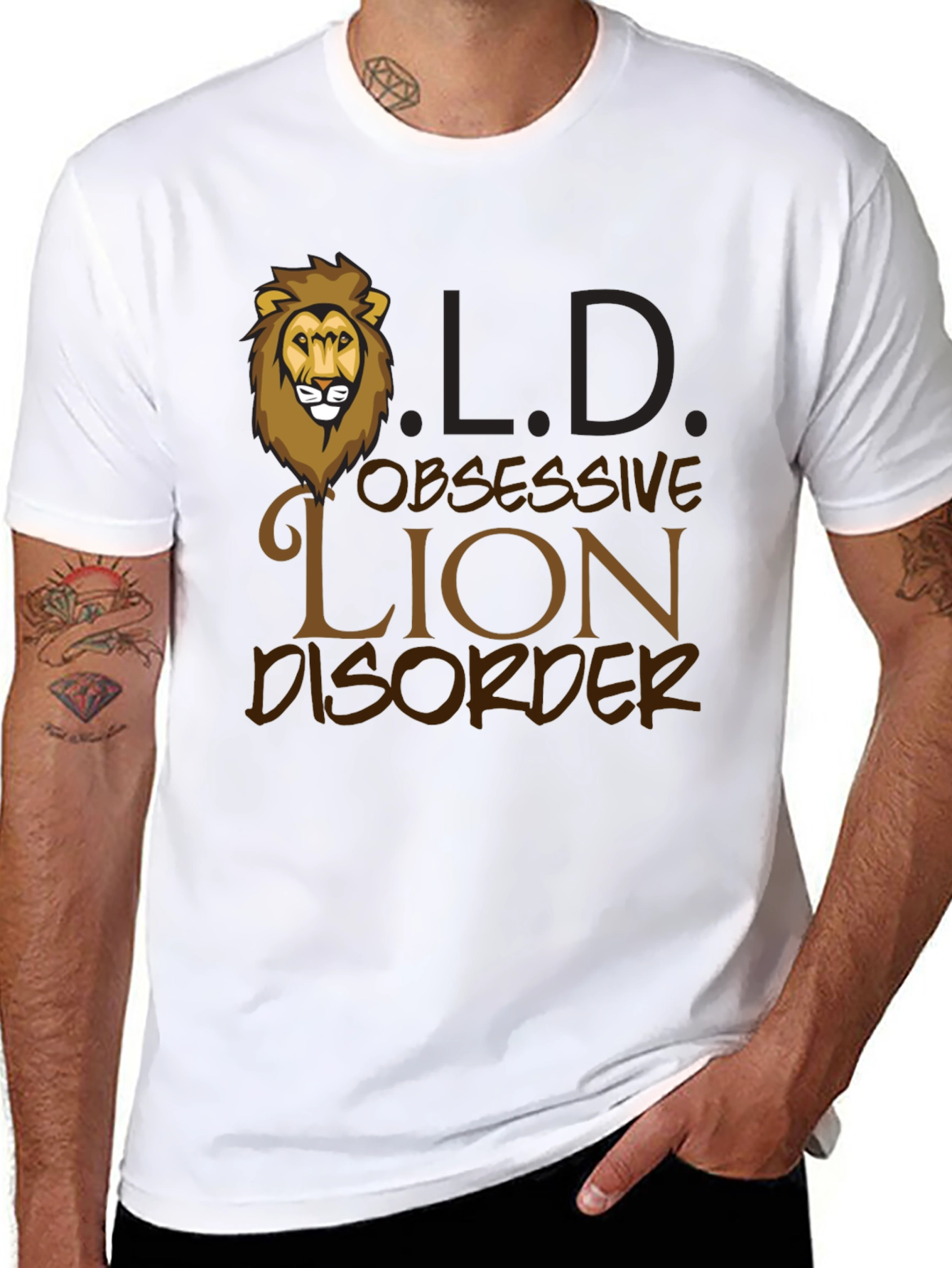 Black Obsessive Lion Disorder Graphic T-Shirt view 8
