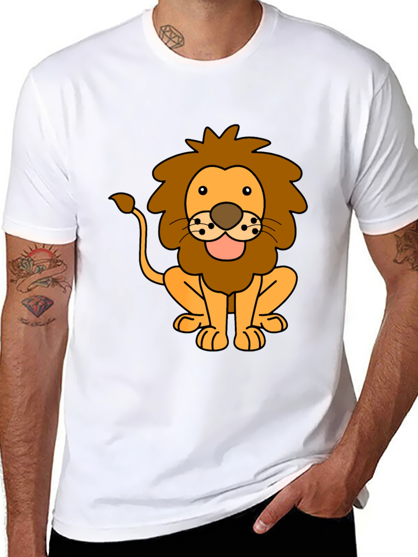 Black Lion Cartoon Black T-Shirt view 8