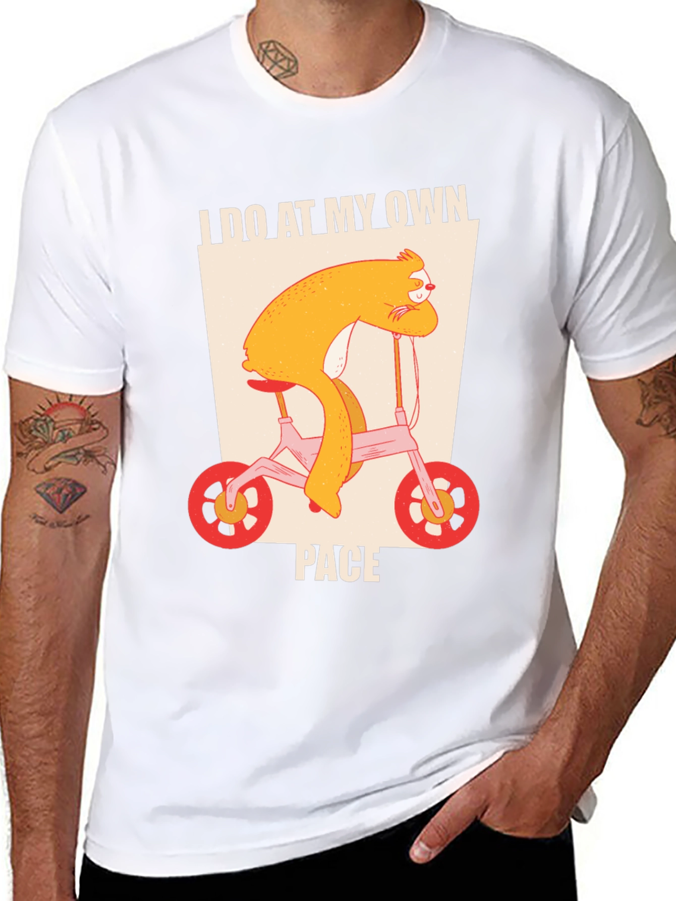 Black Sloth Biking T-Shirt - I Do At My Own Pace Tee view 8