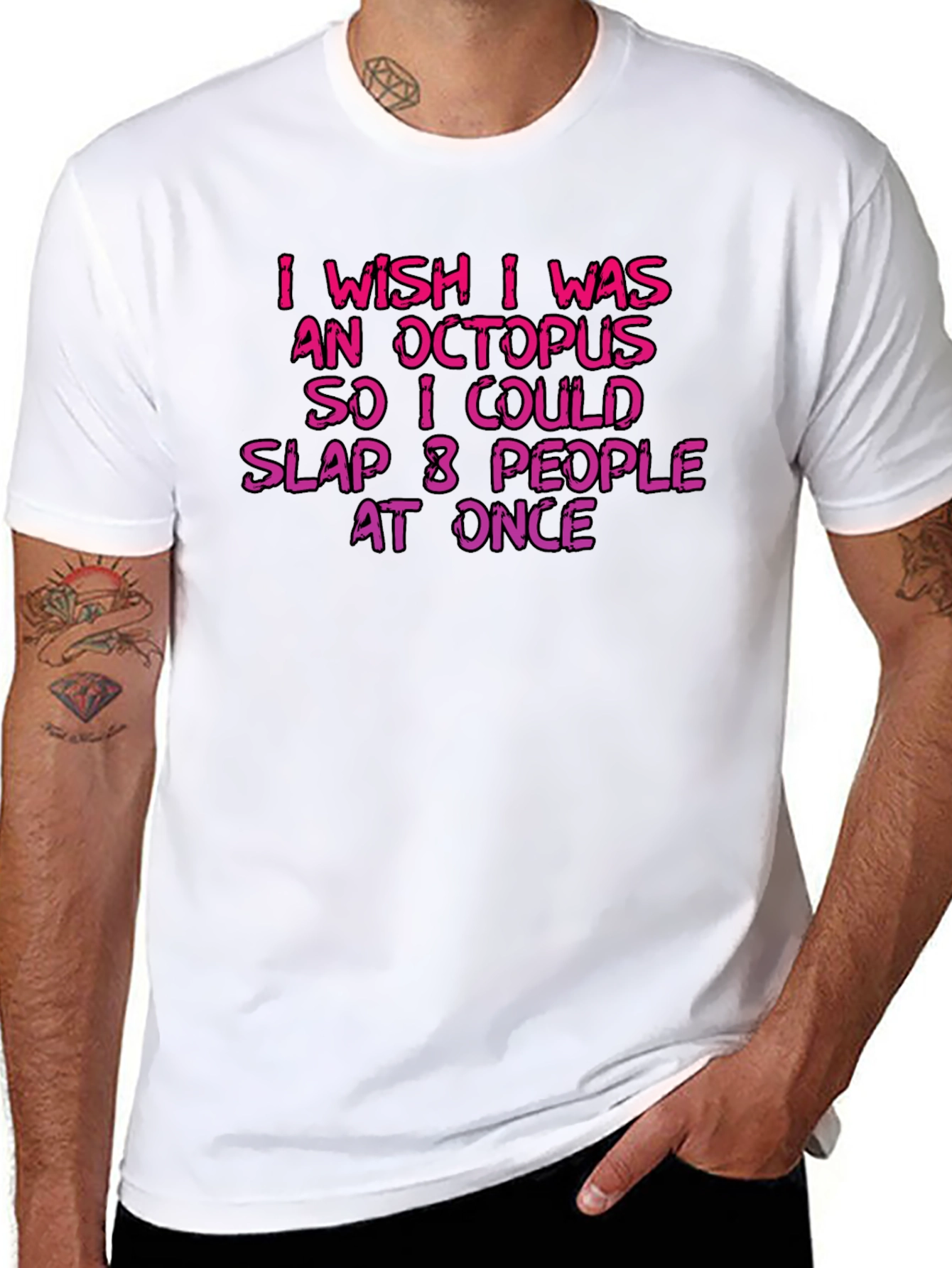 Black Octopus Slap Graphic T-Shirt - Funny Novelty Tee view 8
