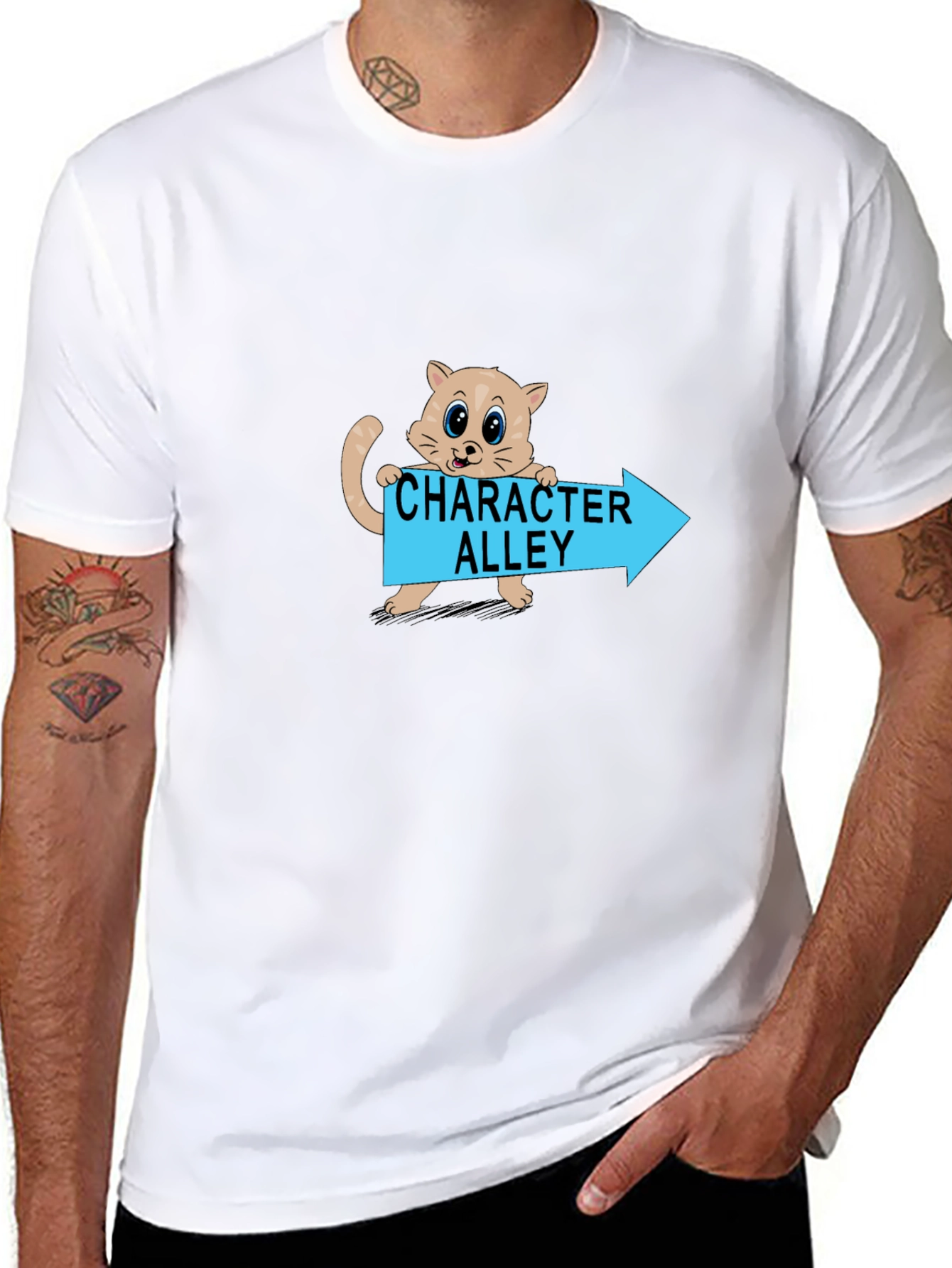 Black Character Alley Cat T-Shirt - Funny Cartoon Tee view 8