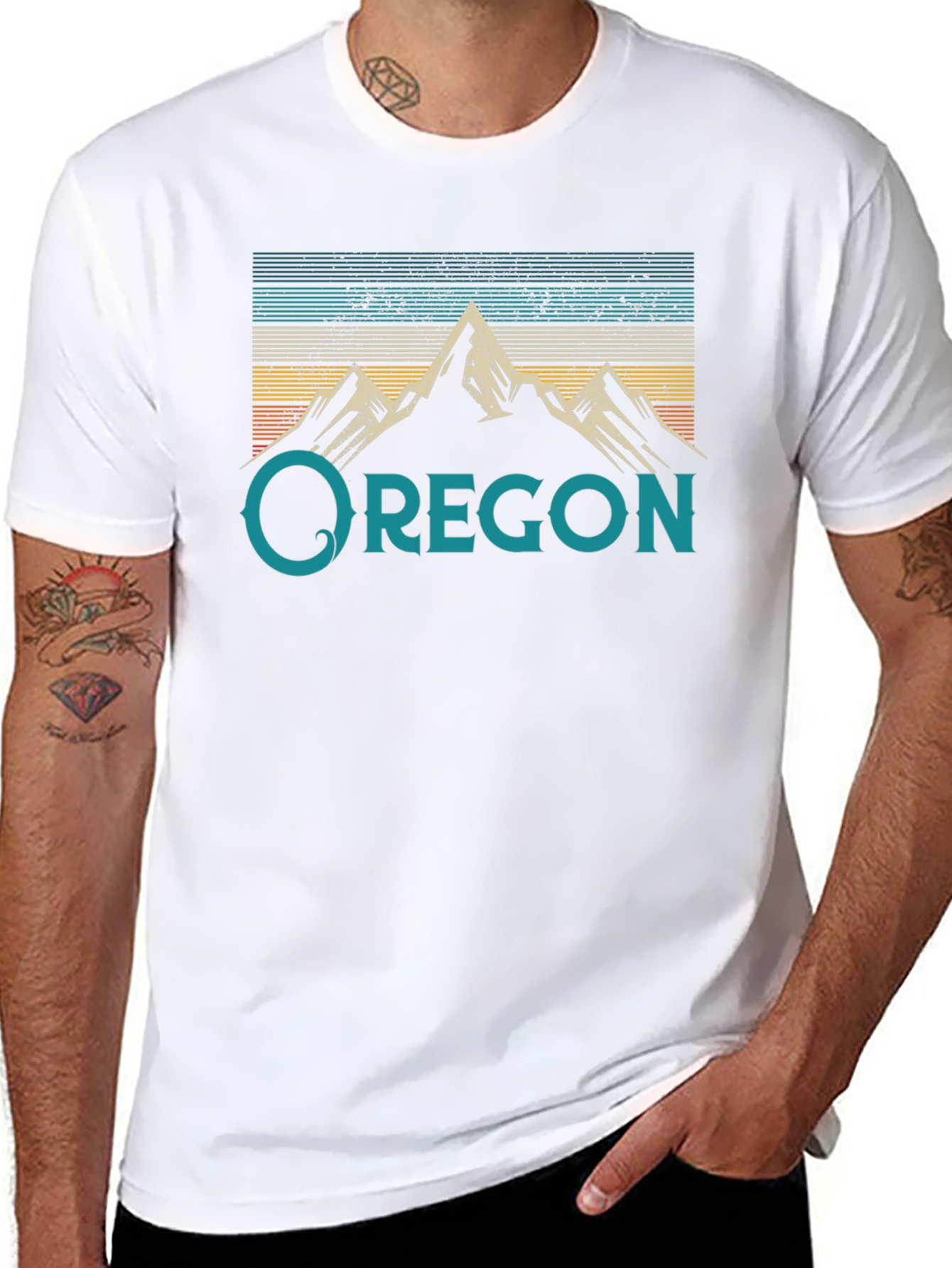 Black Oregon Mountain Graphic Tee - Retro Style view 8