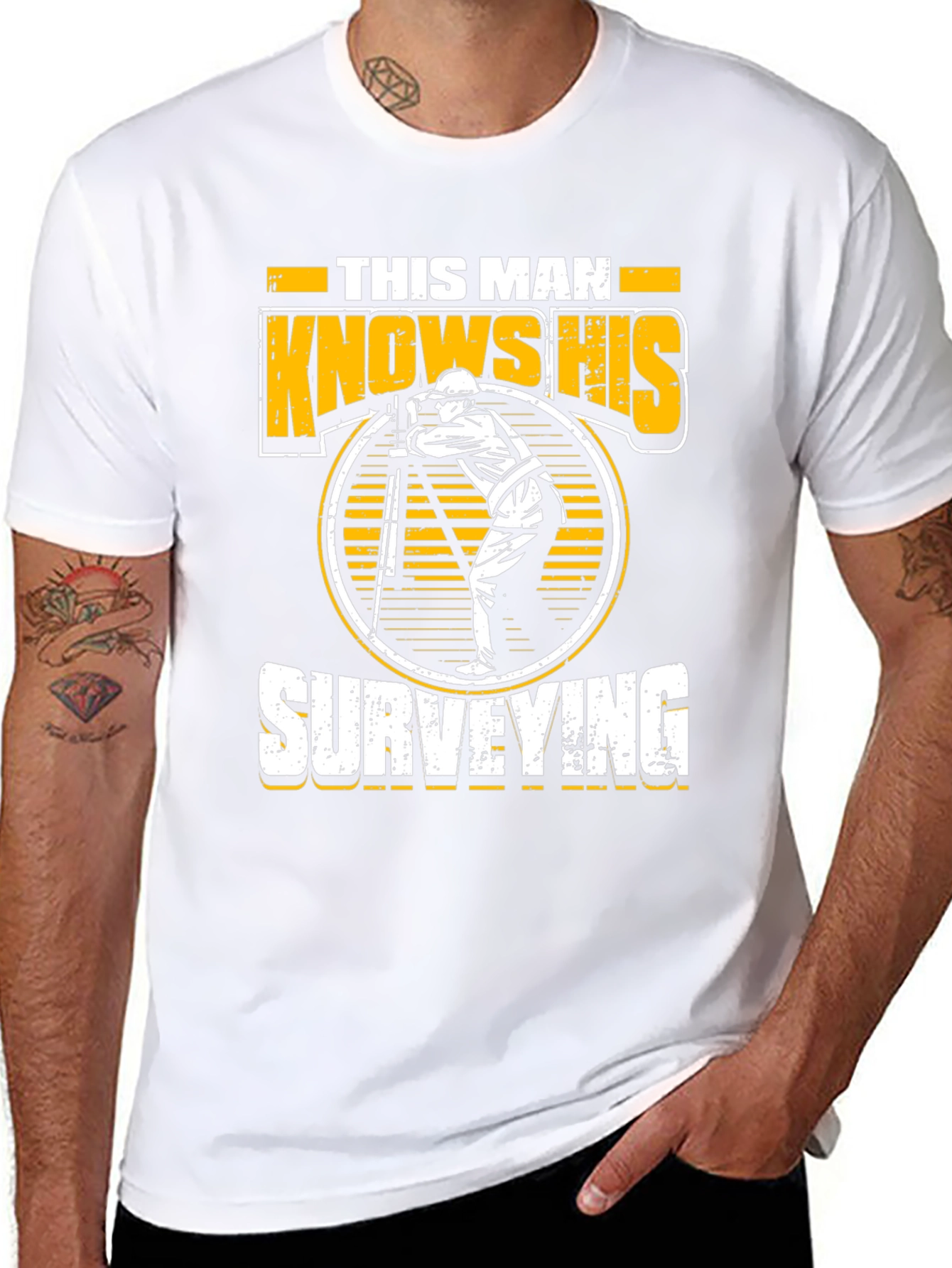 Black Surveyor Graphic Tee - This Man Knows His Surveying view 8
