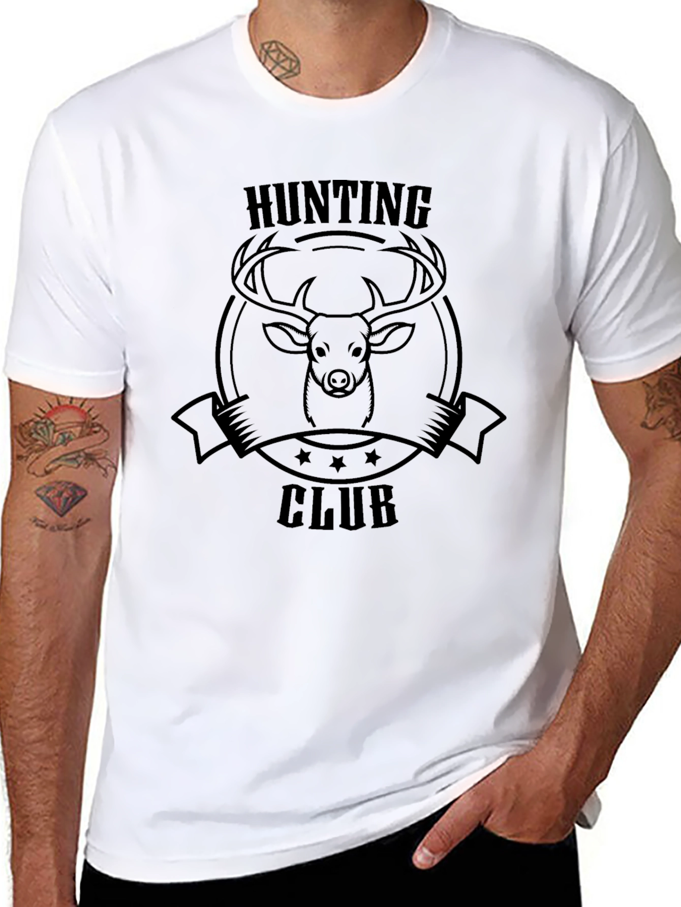 Black Hunting Club T-Shirt - Deer Graphic Tee view 8