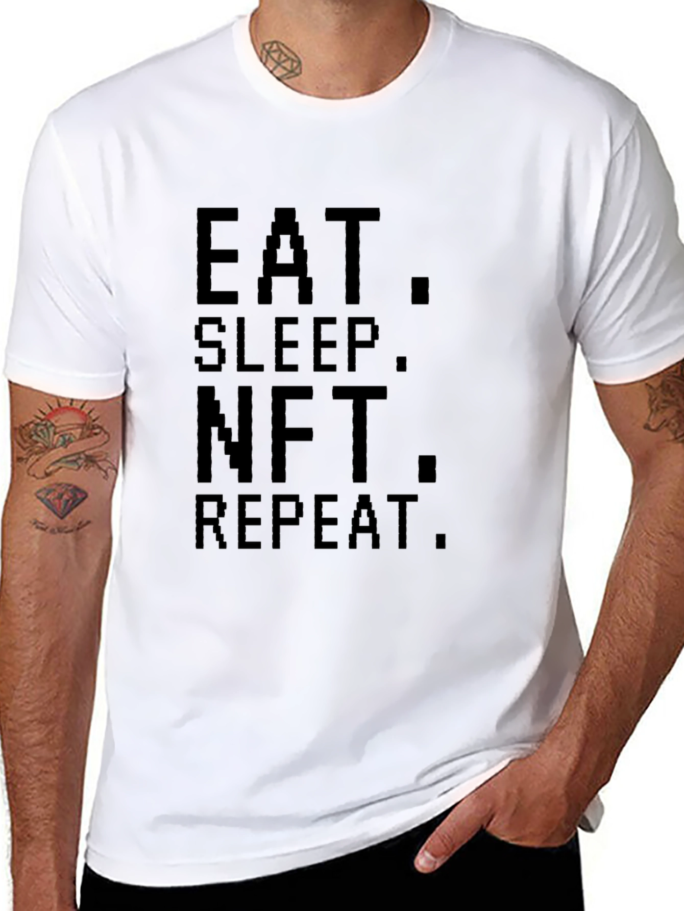 Black Eat Sleep NFT Repeat T-Shirt view 8