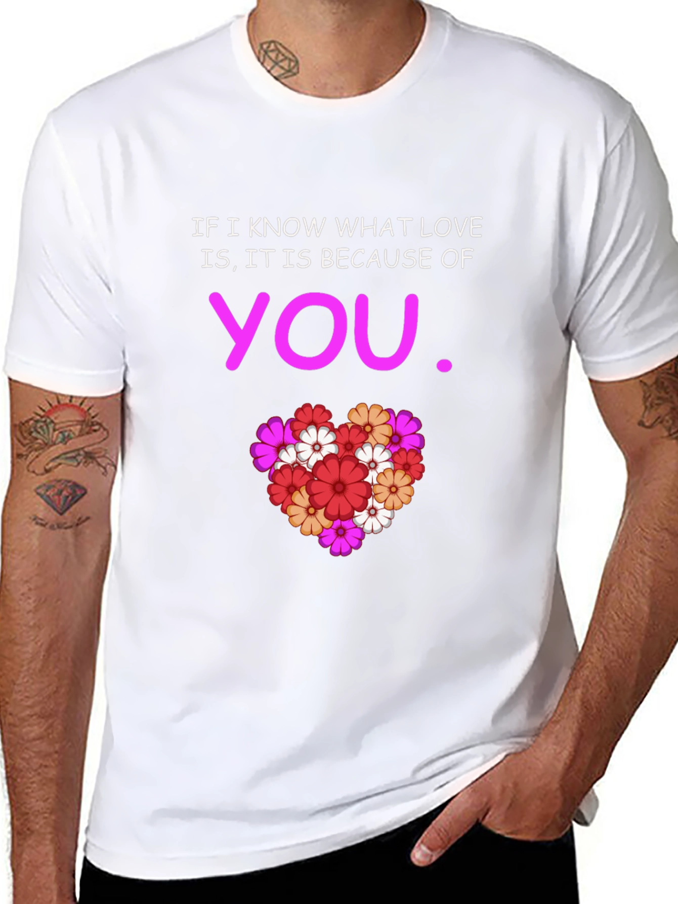Black Love is You T-Shirt - Floral Heart Graphic Tee view 8