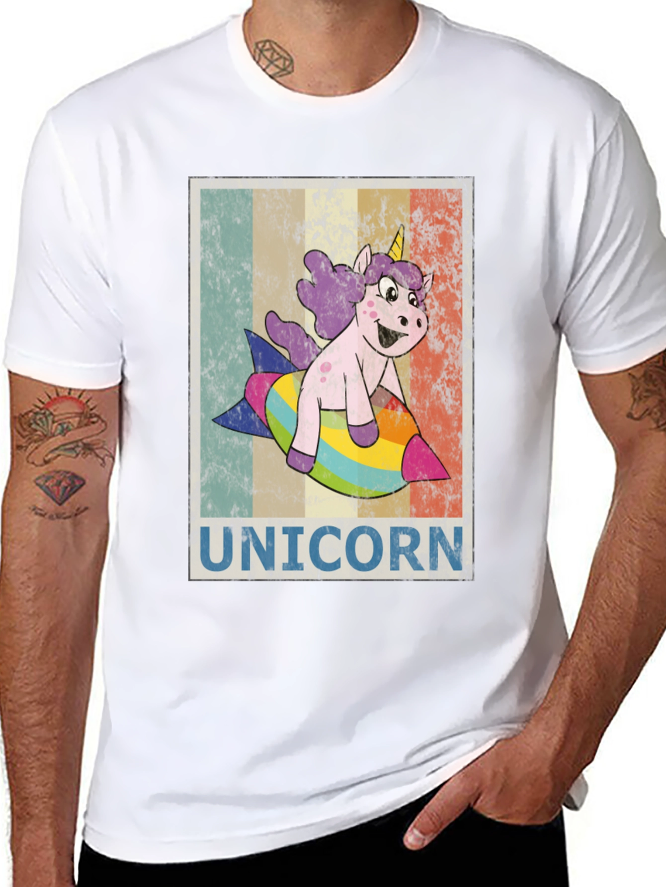 Black Unicorn Rocket Ride Graphic Tee - Fun & Unique! view 8