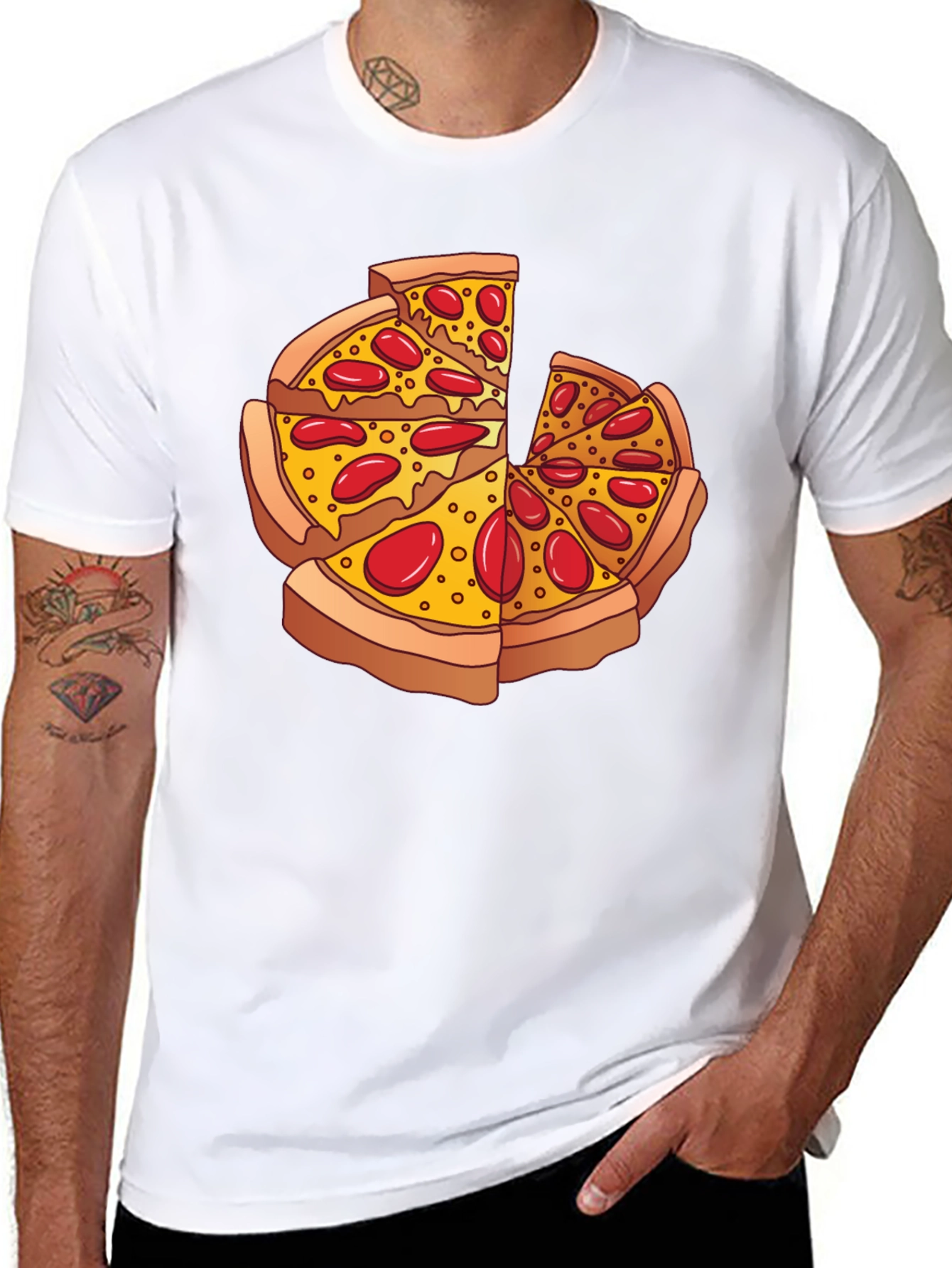 Black Pizza Slice Graphic Black T-Shirt view 8