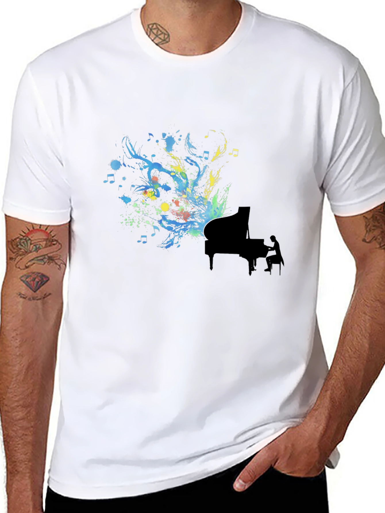 Black Abstract Piano Art Black T-Shirt view 8