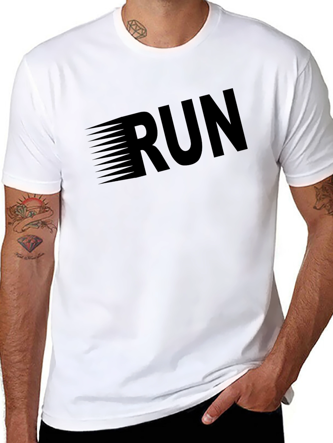 Black Men's Black 'RUN' Graphic T-Shirt view 8