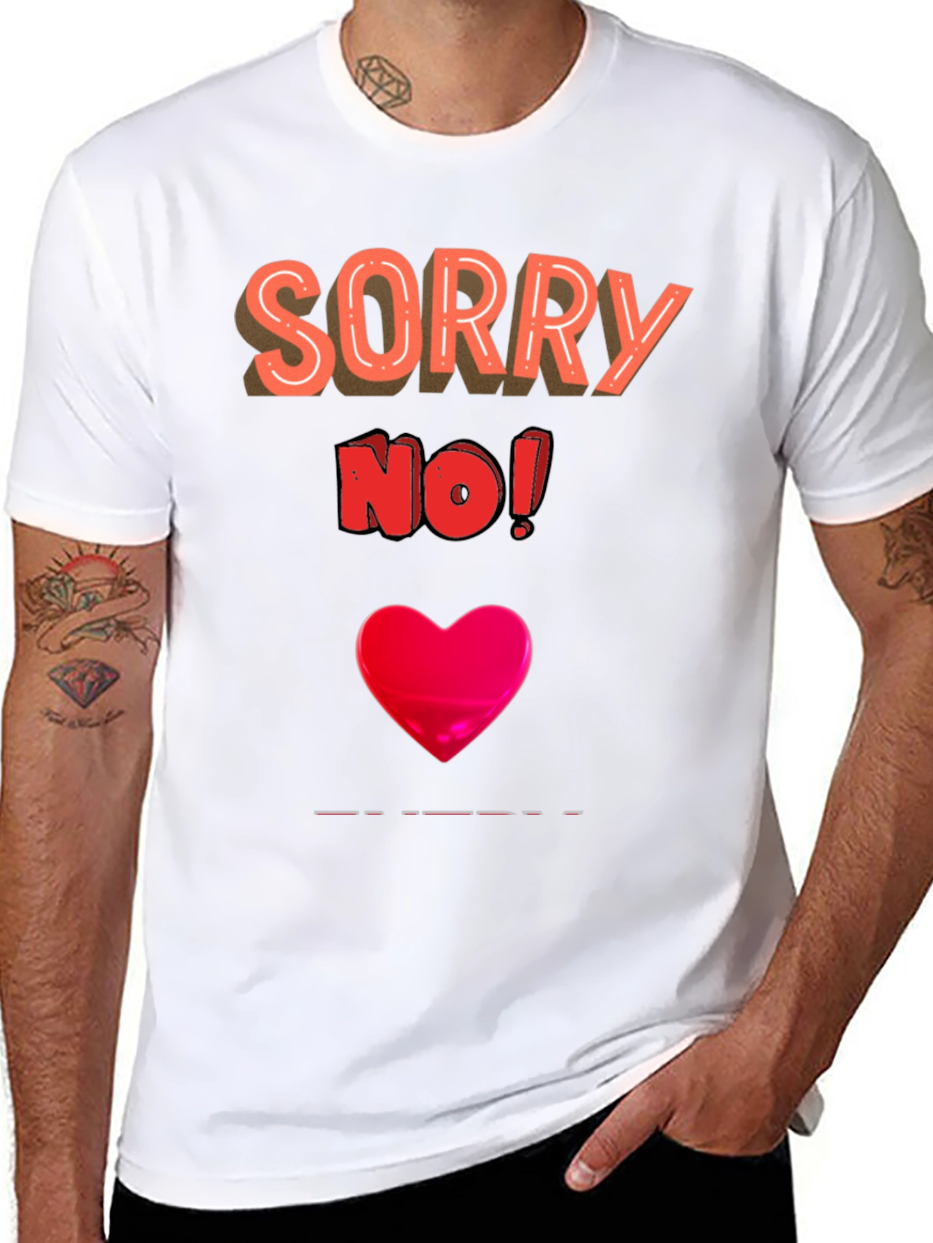 Black Sorry No! Graphic Tee view 8