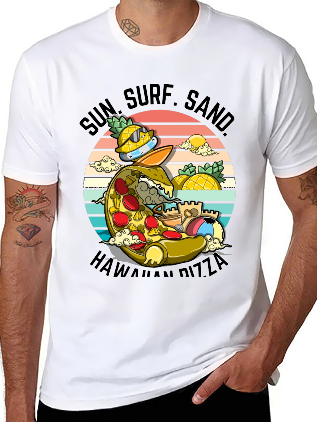 Sun Surf Sand Hawaiian Pizza T-Shirt - 8