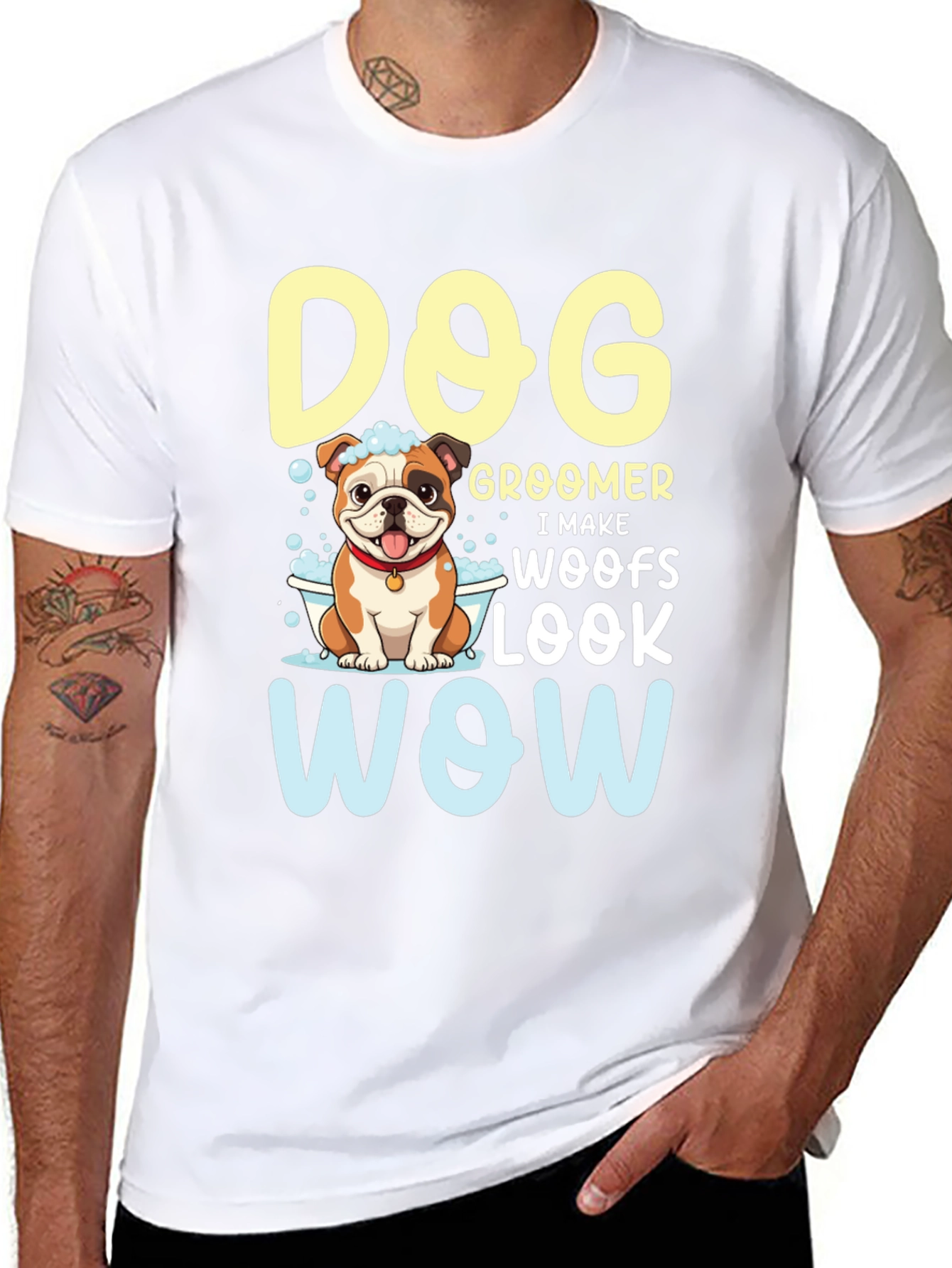 Black Dog Groomer T-Shirt - I Make Woofs Look WOW view 8
