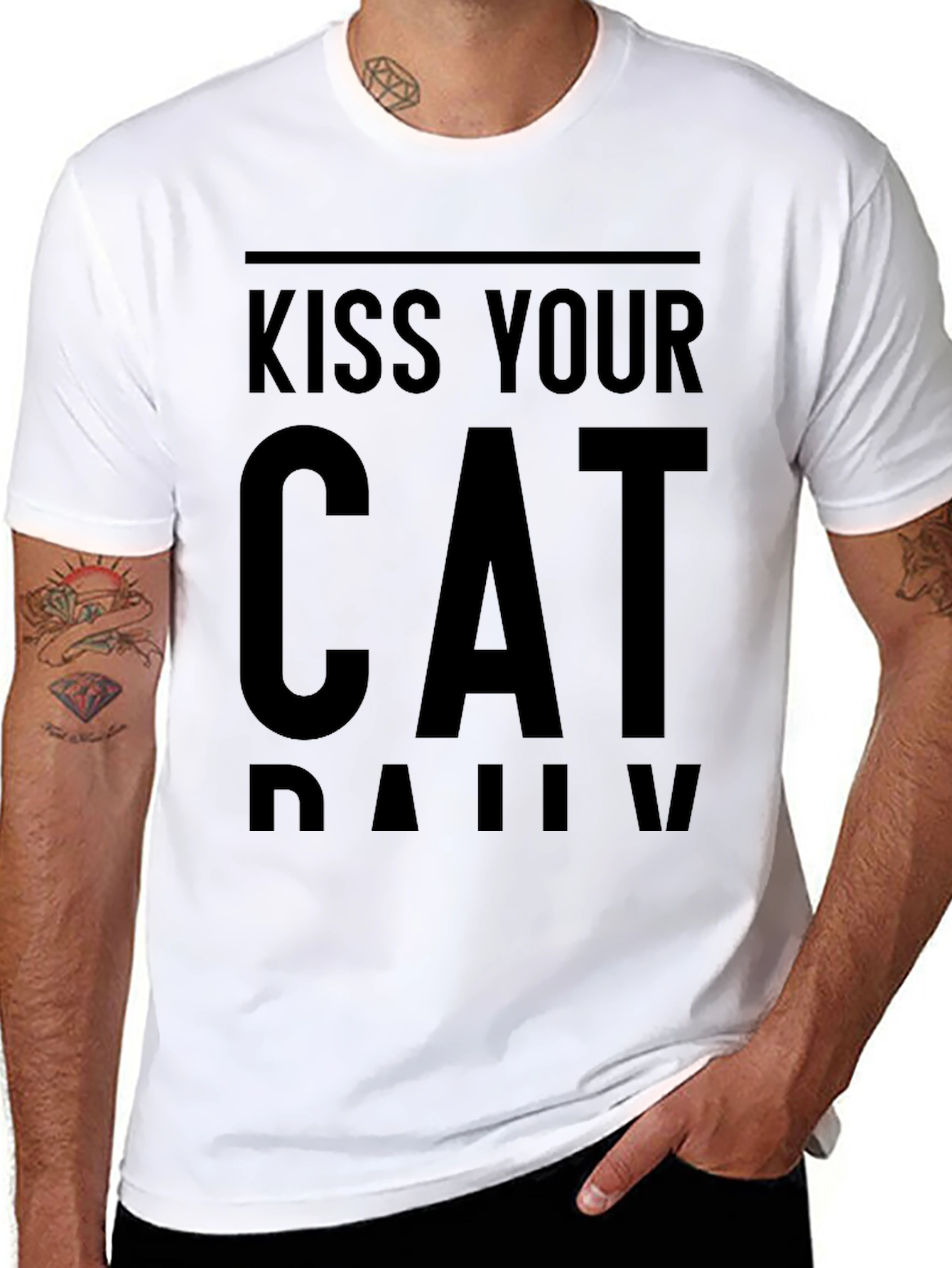 Black Kiss Your Cat Daily Black T-Shirt view 8