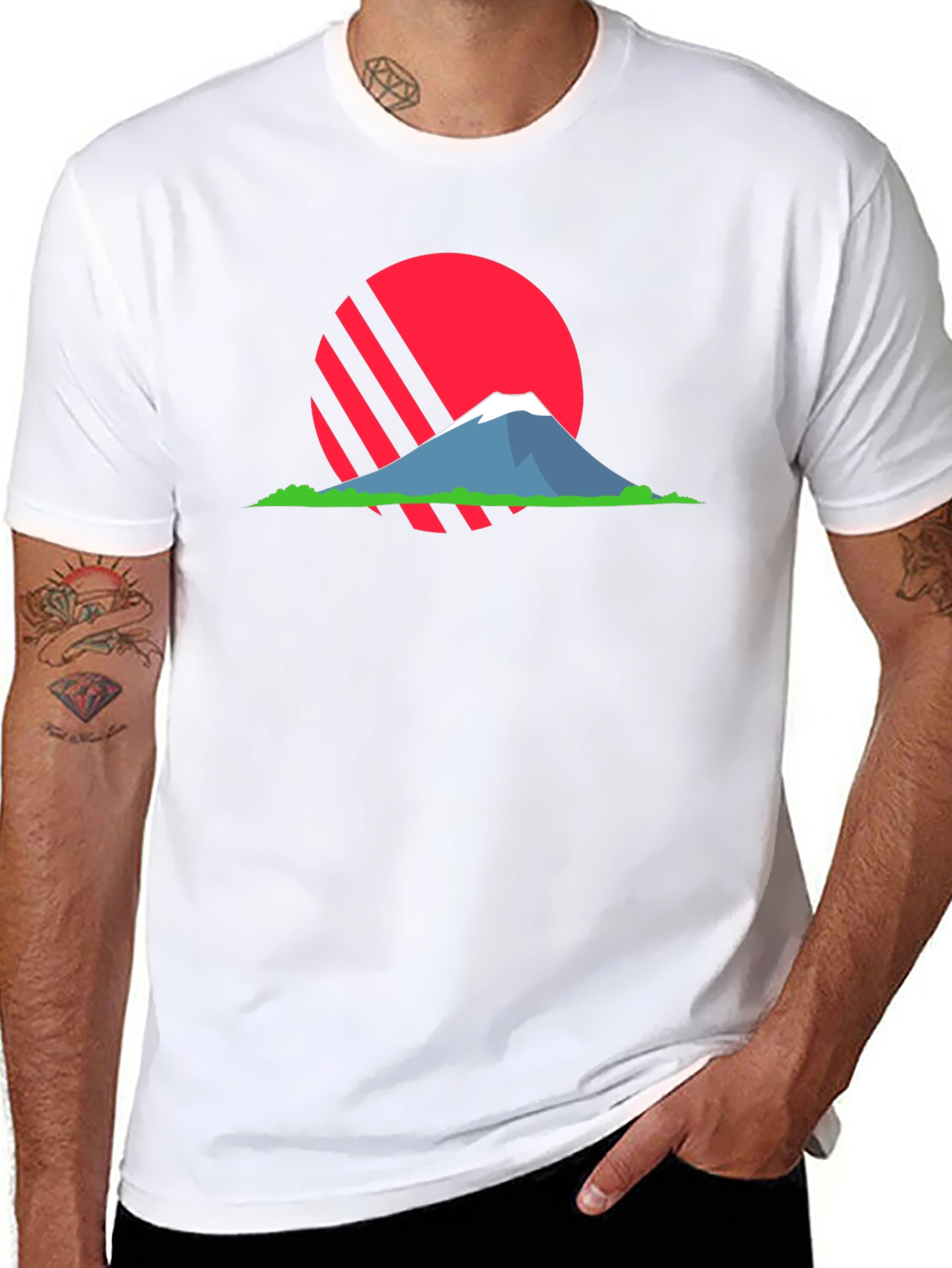 Black Sunset Mountain Graphic T-Shirt view 8