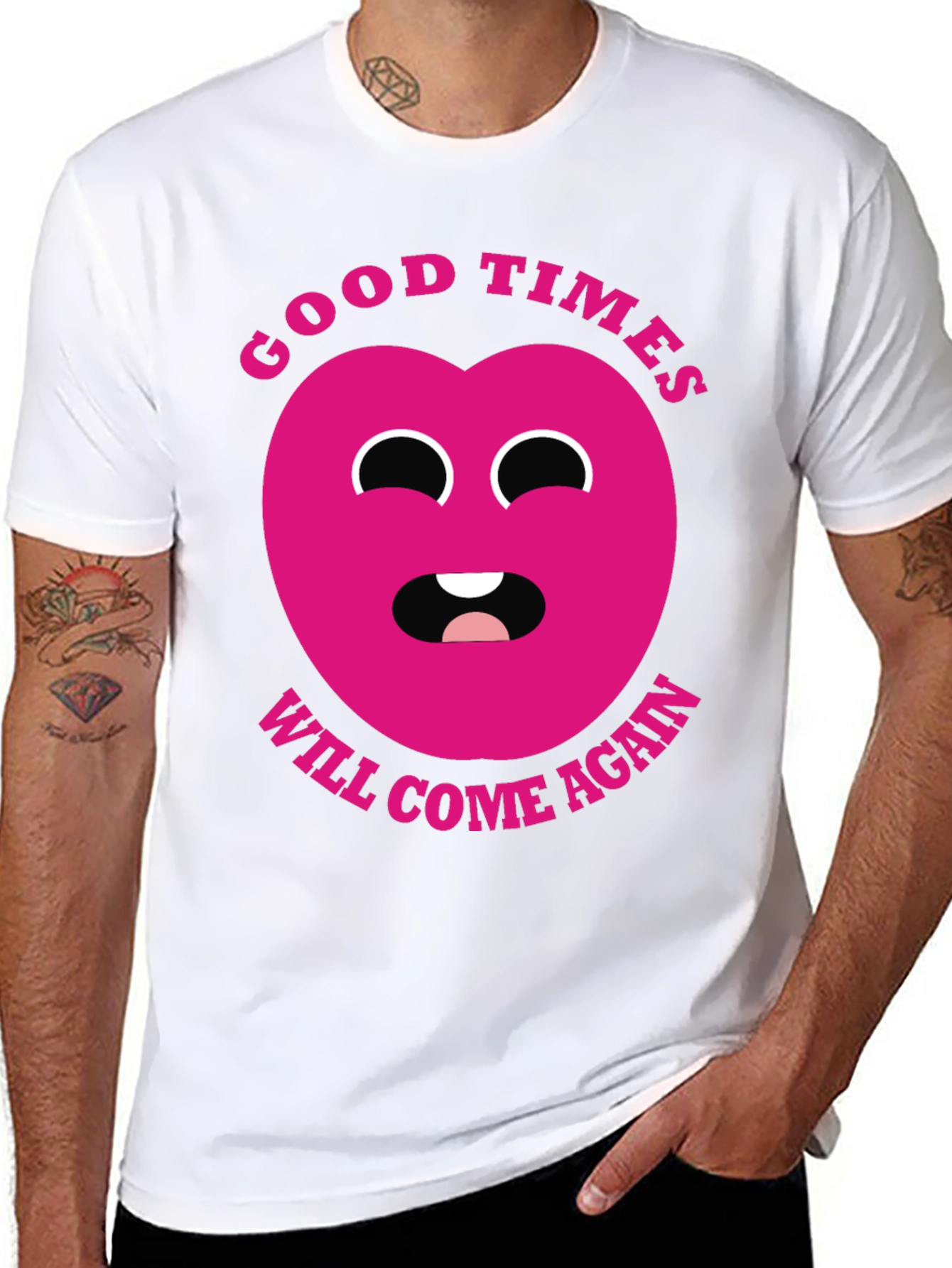 Black Good Times Heart Graphic T-Shirt - Black view 8