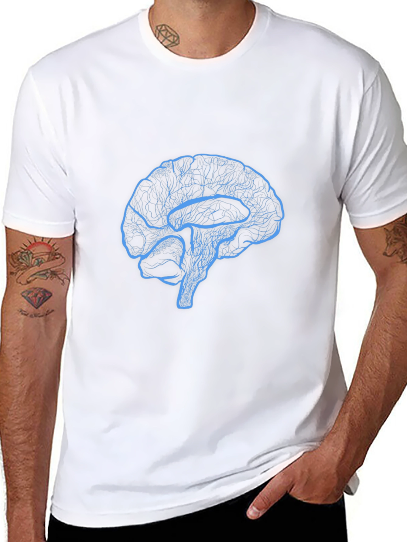 Black Brain Graphic Tee - Black Cotton T-Shirt view 8
