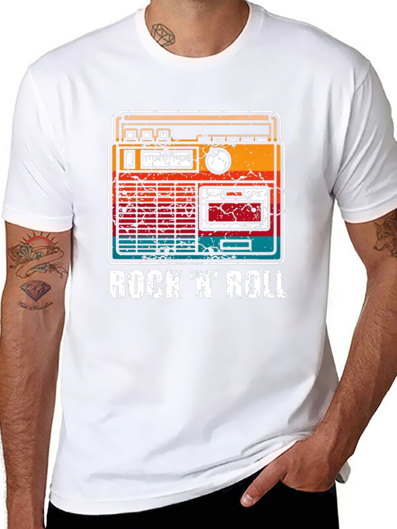 Black Retro Rock 'N' Roll Radio T-Shirt view 8
