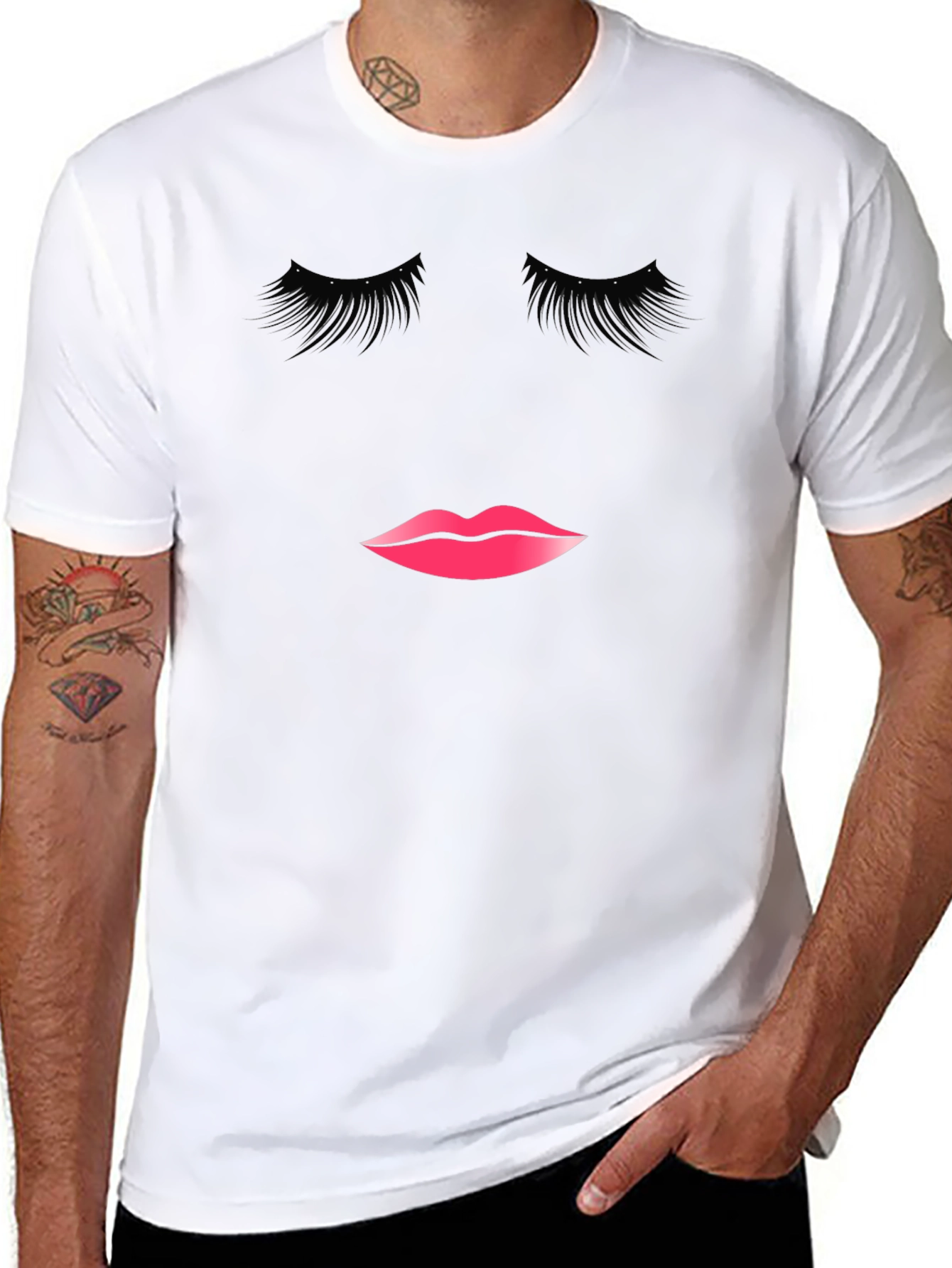 Black Eyelashes and Lips Graphic Tee - Black view 8