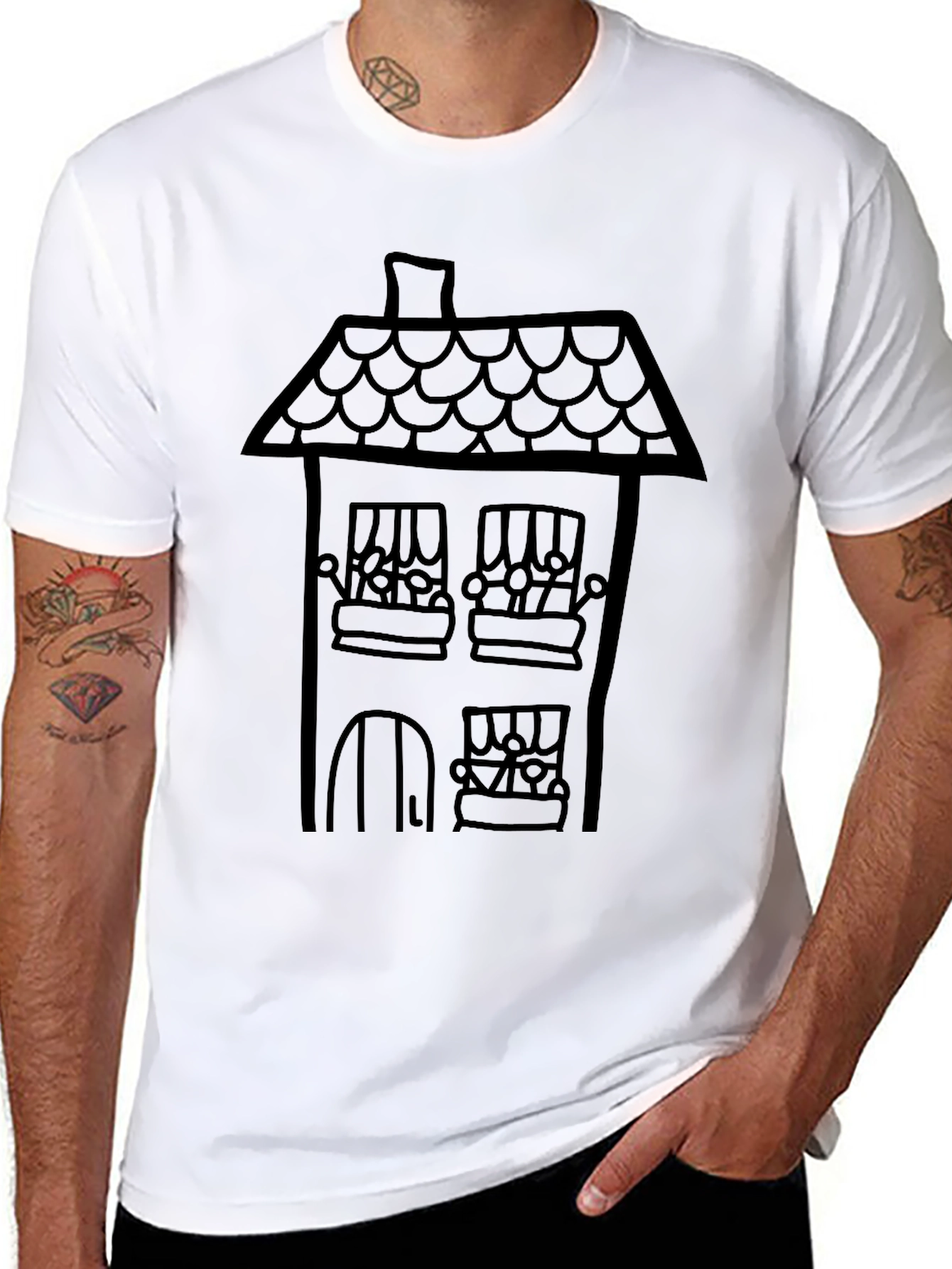 Black House Graphic Tee - Black Cotton Comfort view 8