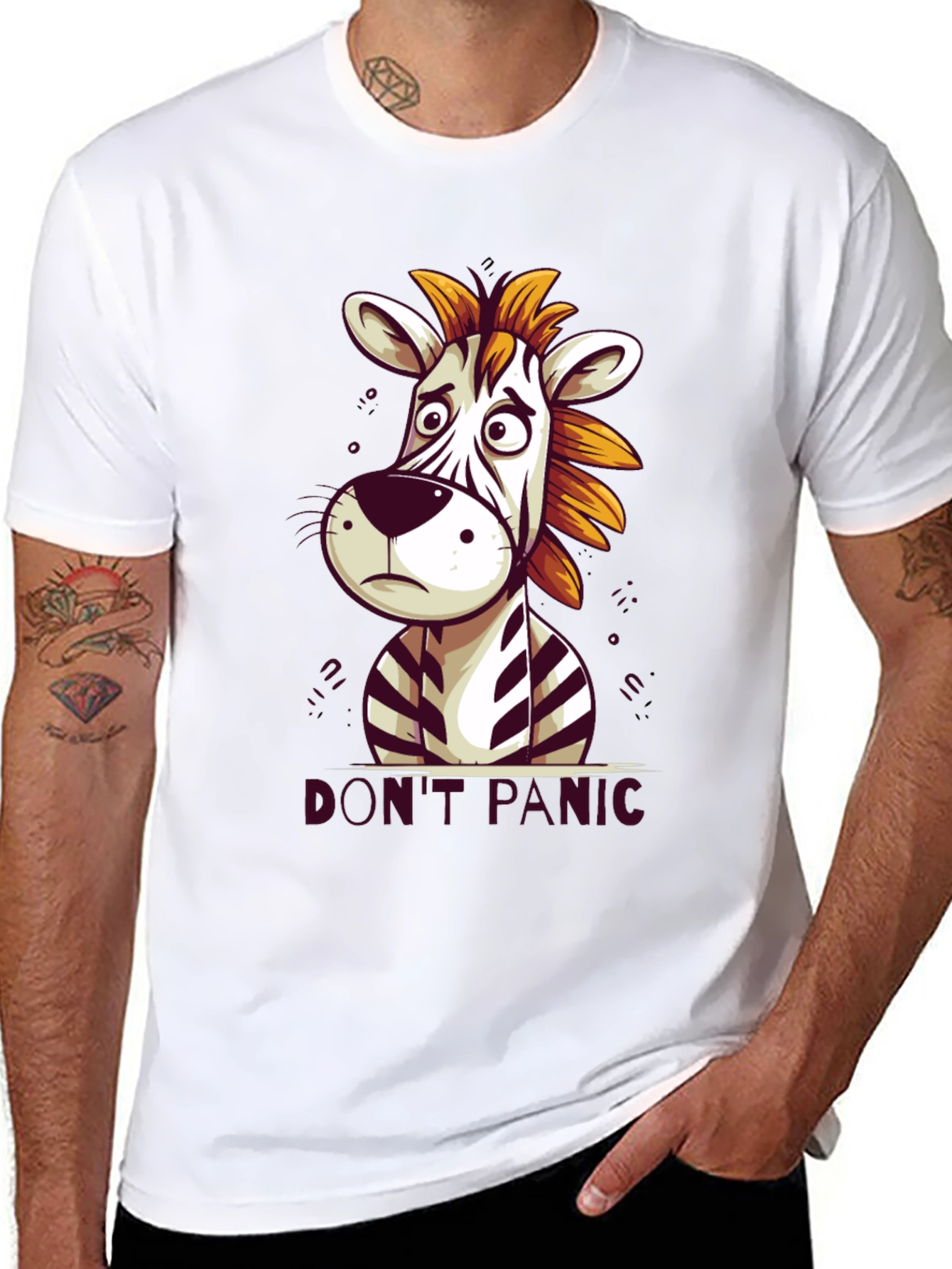 Black Don't Panic Zebra Graphic Tee view 8