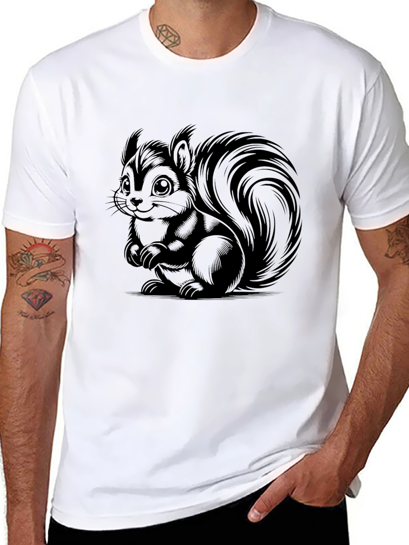 Black Cute Squirrel Graphic T-Shirt - Black view 8