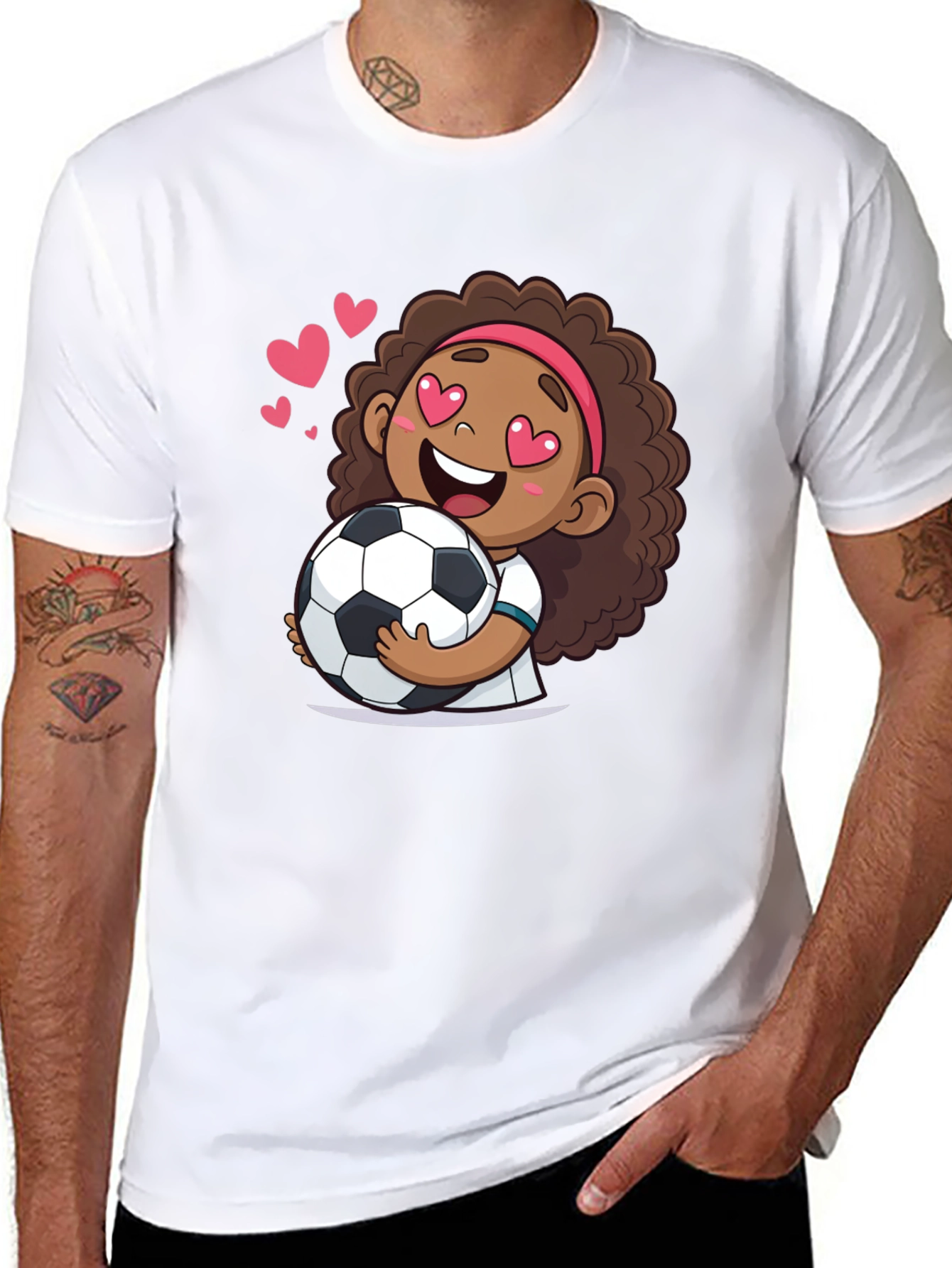 Black Cute Soccer Girl T-Shirt view 8