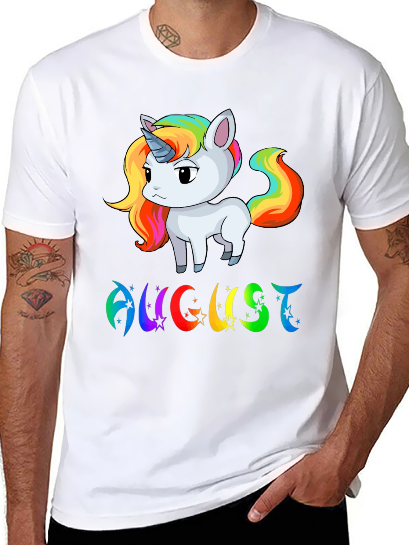 Black August Unicorn Birthday T-Shirt view 8