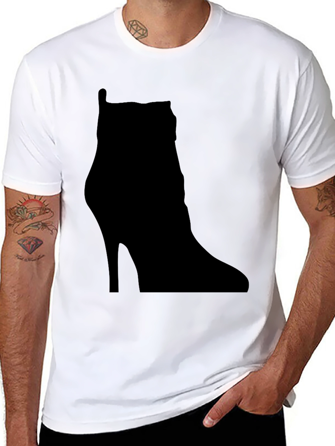 Black High Heel Boot Silhouette T-Shirt view 8